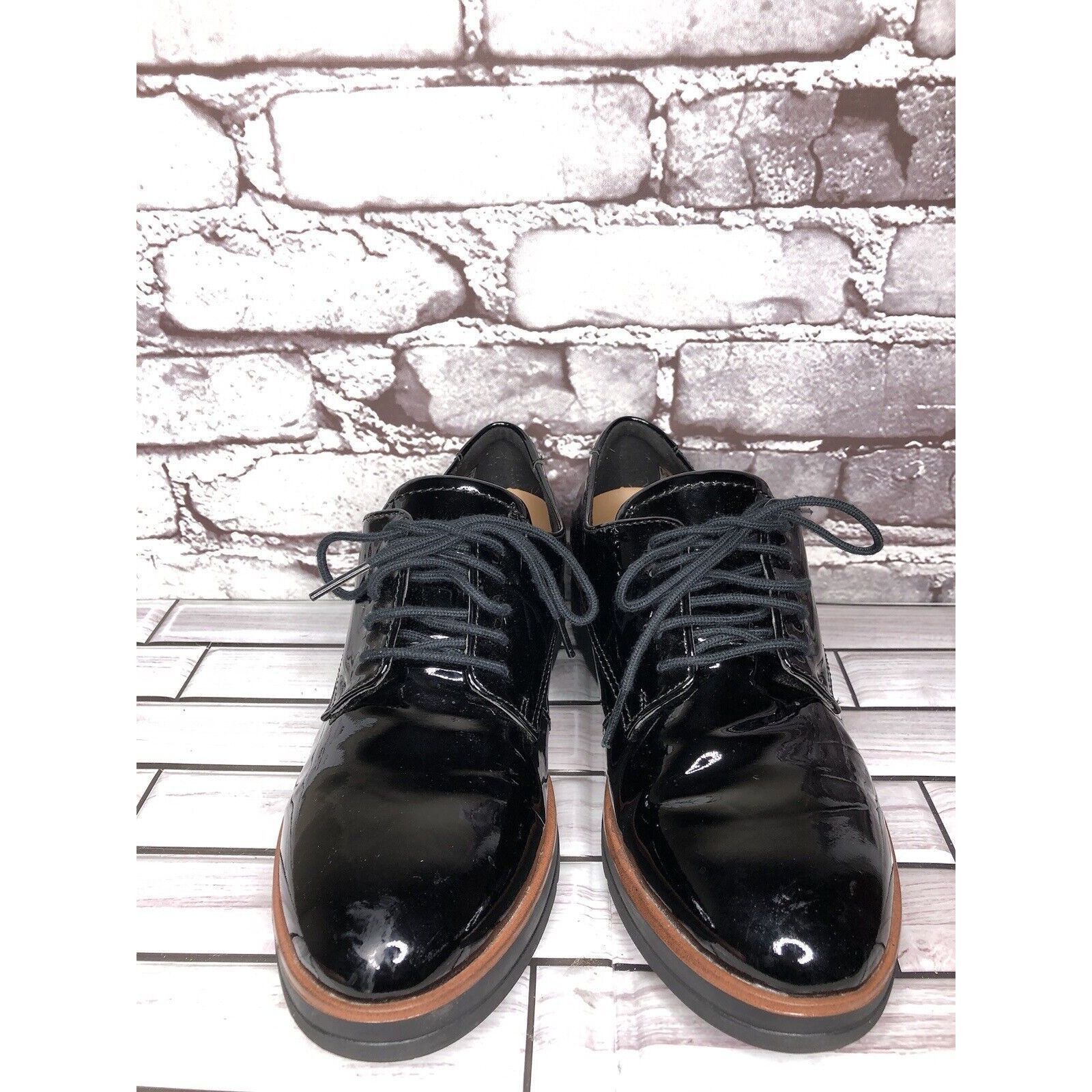 Clarks Clarks Unstructured Black Patent Leather Platform Lace Shoes Size US 8 / IT 38 - 2 Thumbnail