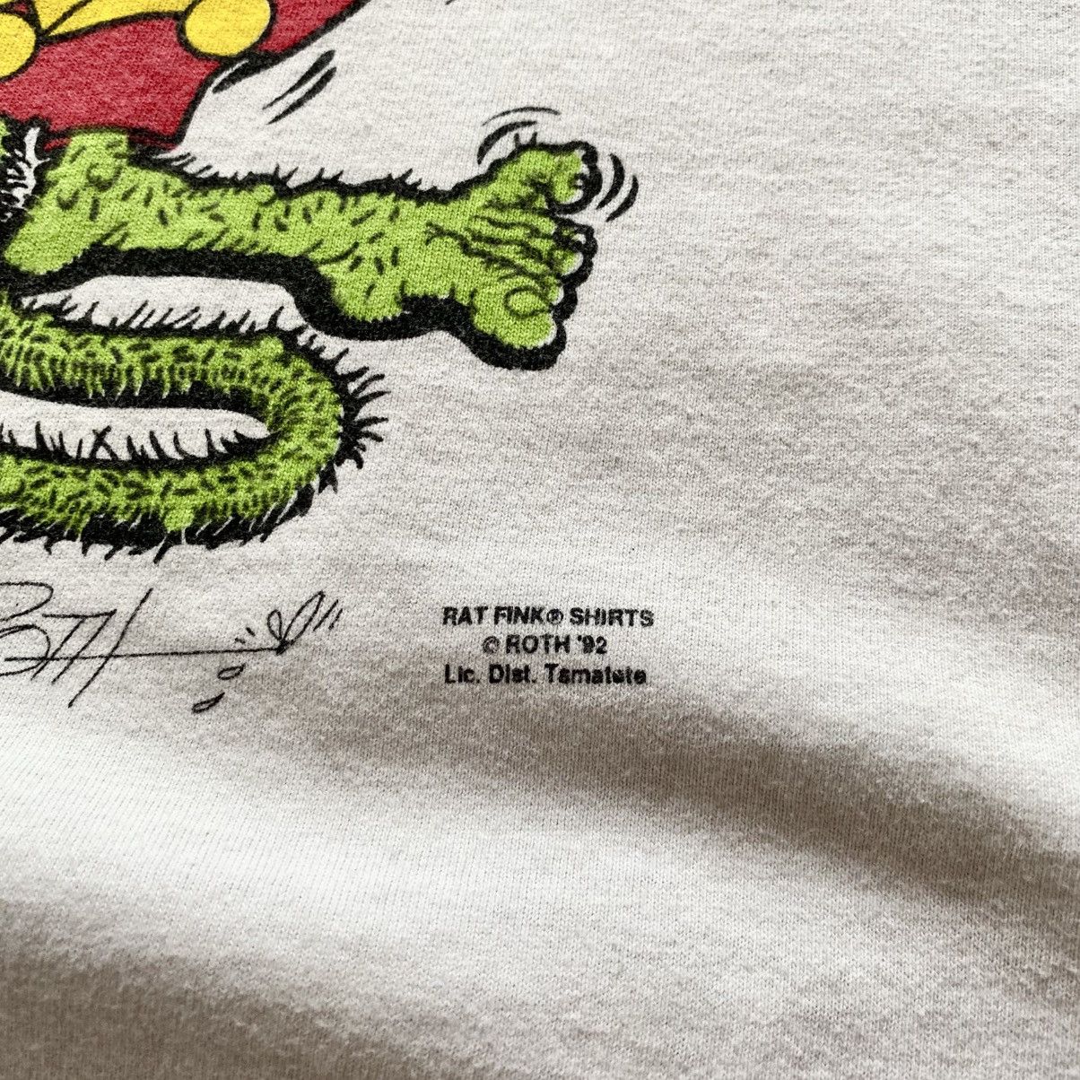 Other 1992 Ed Roth Rat Fink Big Logo Rat True Vintage T-shirt Tee Size US L / EU 52-54 / 3 - 4 Thumbnail