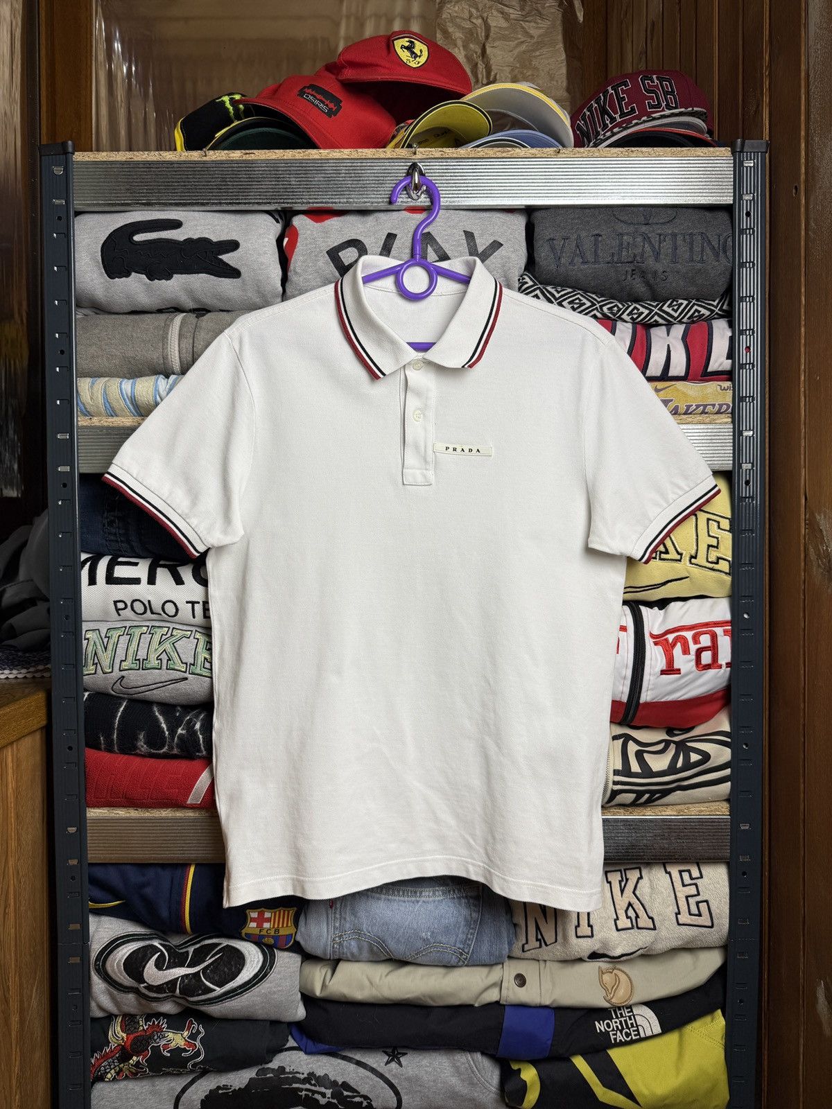 Prada Prada White Tab Polo T Shirt Luxury Size US M / EU 48-50 / 2 - 1 Thumbnail