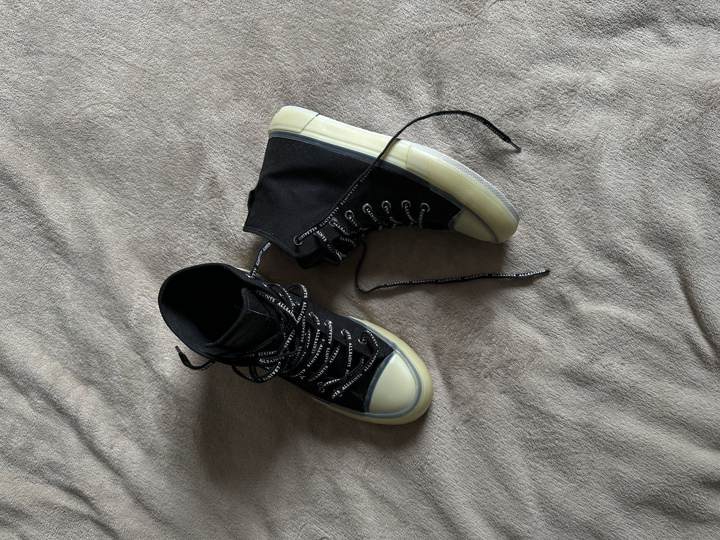 Allsaints ALLSAINTS Canvas High Top Sneakers Black Logo Laces EU 41 Size US 8.5 / EU 41-42 - 2 Thumbnail