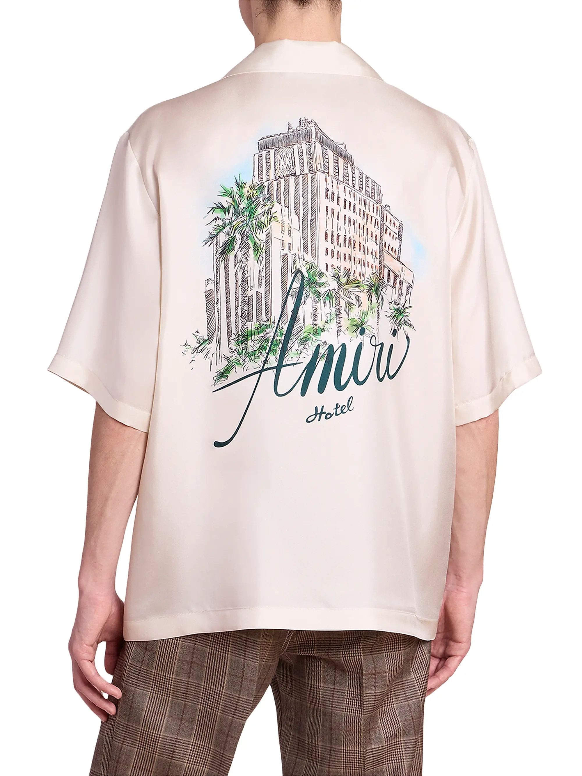 Amiri os11x1225 Hotel Silk Bowling Shirtin Alabaster Size US M / EU 48-50 / 2 - 3 Thumbnail
