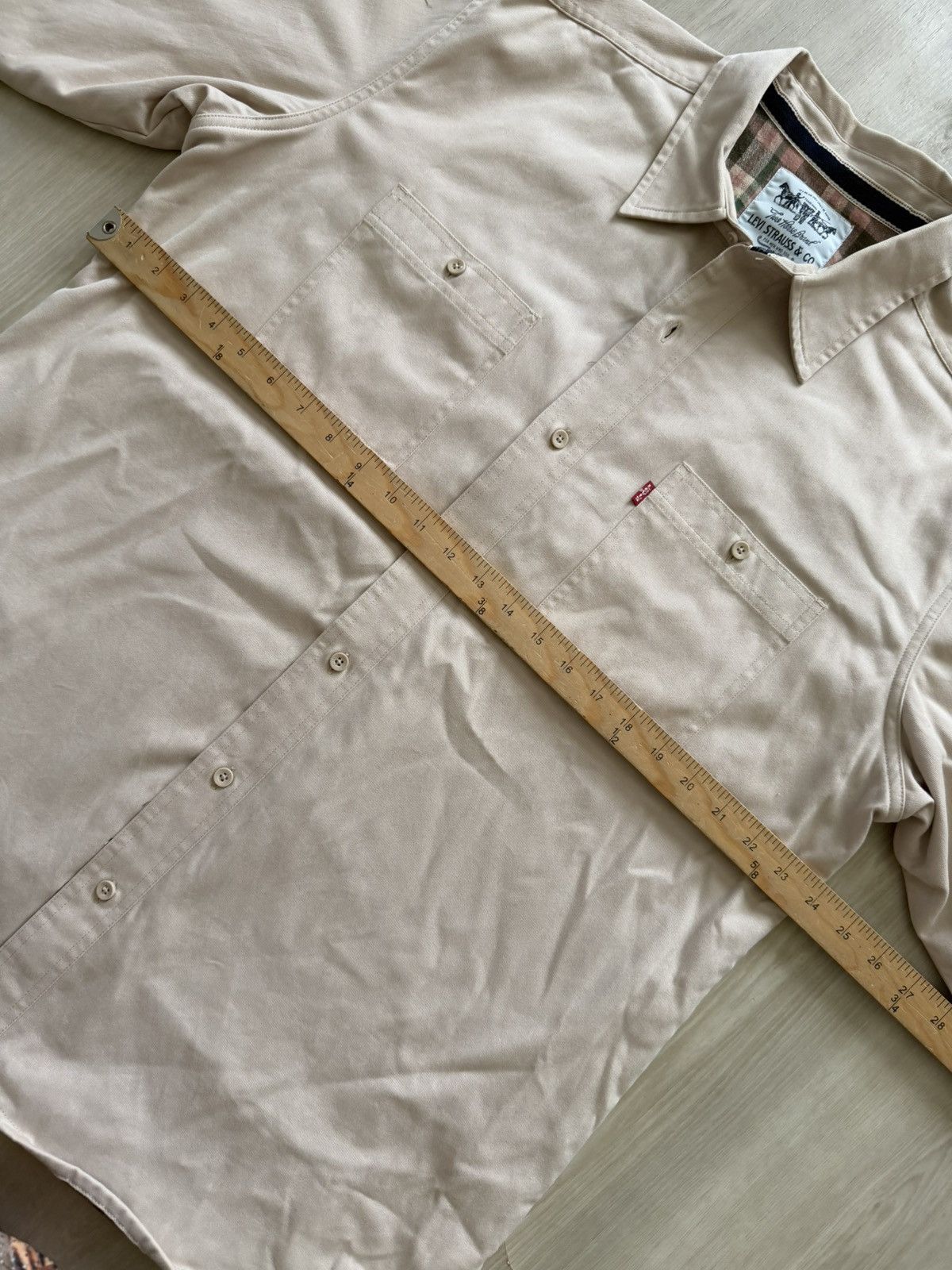 Vintage Vintage Levis Shirt Beige Khaki Twill Flannel Shacket Sz L Size US L / EU 52-54 / 3 - 4 Thumbnail