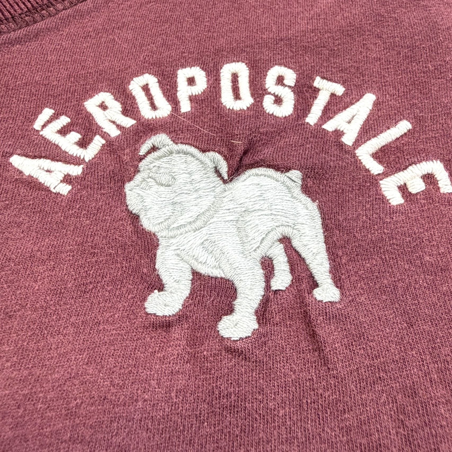 Aeropostale Aeropostale Shirt Mens Medium Maroon V Neck Bulldog Graphic Cotton Logo Tee Size US M / EU 48-50 / 2 - 5 Thumbnail