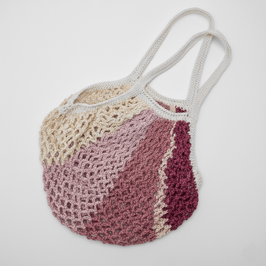 Handmade Farmers Market Bag Purple Handmade Crochet Net French Cotton Size ONE SIZE - 10 Thumbnail