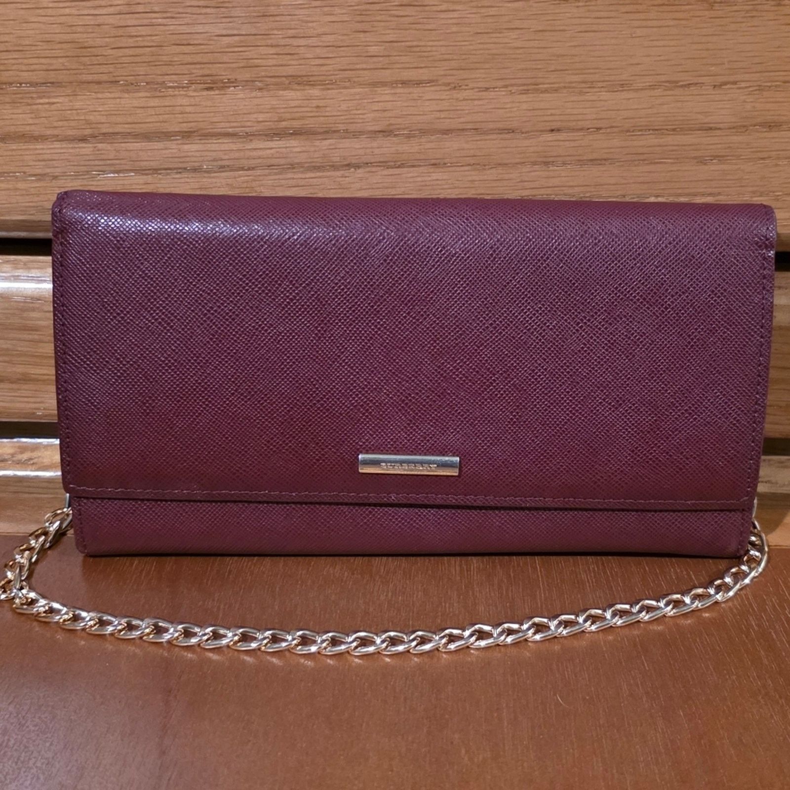 Burberry Burberry Bifold Kisslock Burgundy Wallet w/ Removable Chain Size ONE SIZE - 1 Thumbnail