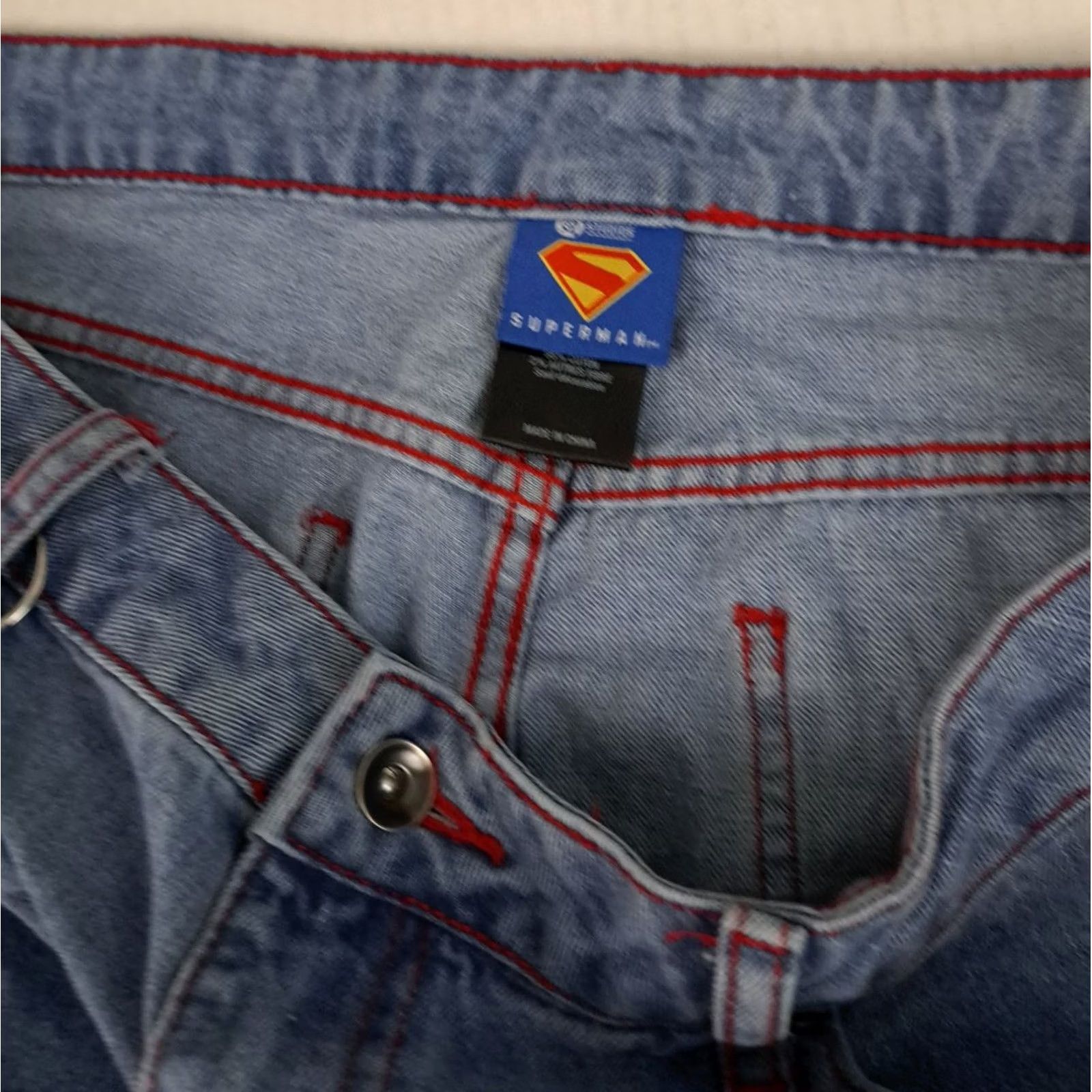 DC Comics VINTAGE DC Comics Superman Jeans Woman 17 Wide-Leg Denim Blue Cotton Embroidered 5-Pocket 32in Inseam Womens Size 38" / US 16 / IT 52 - 4 Thumbnail