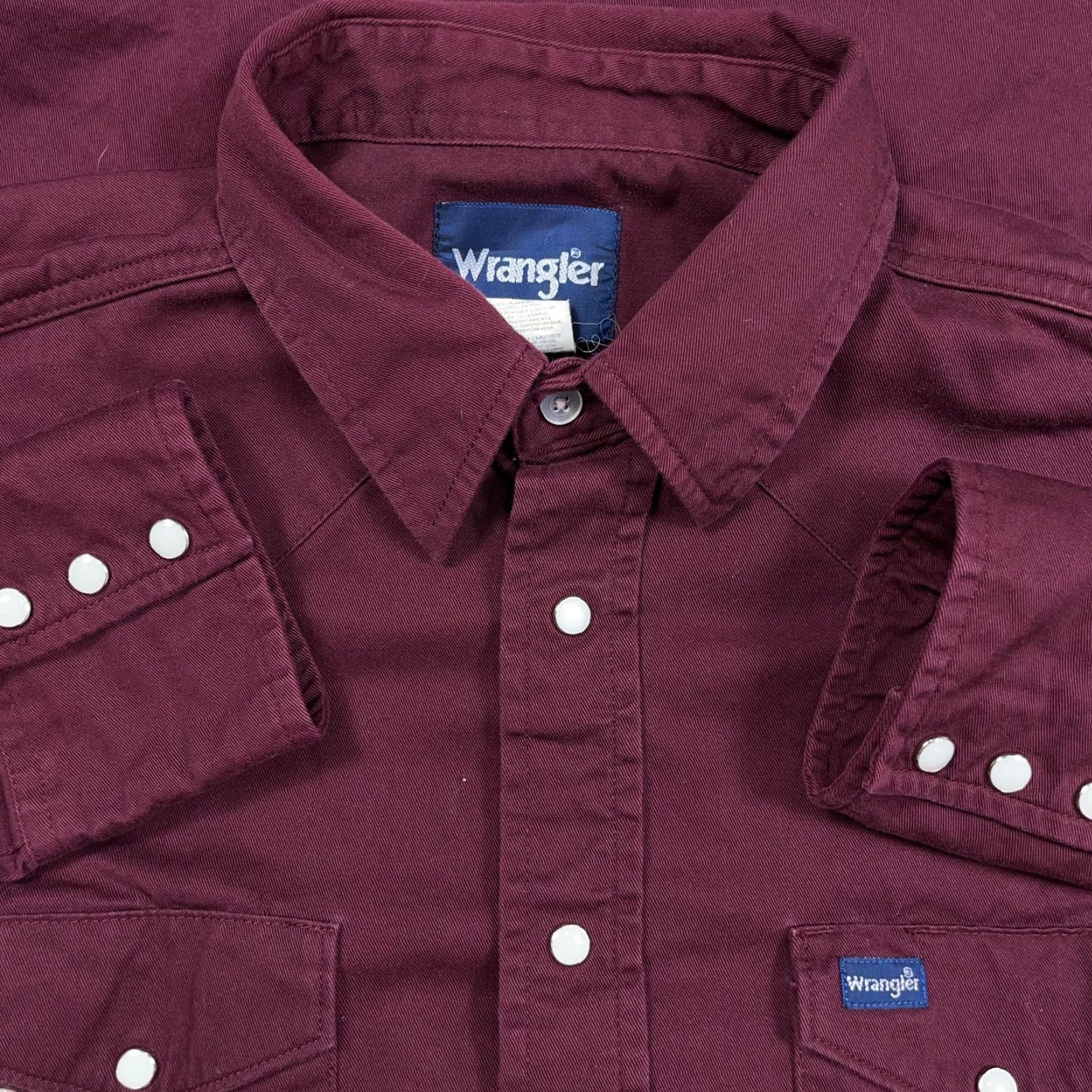 Wrangler Wrangler Denim Shirt Men XL Maroon Pearl Snap Western Cowboy Cut Ranch Rodeo Shirt Size US XL / EU 56 / 4 - 2 Thumbnail