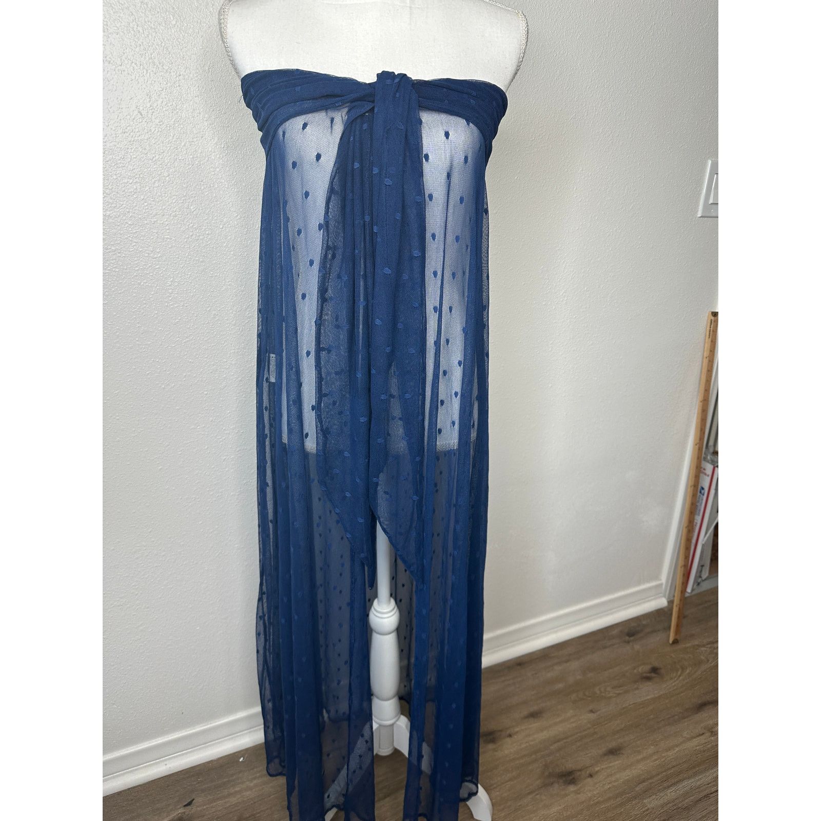 Other Ancora Navy Blue Polka Dot Sheer Scarf Wrap Size ONE SIZE - 3 Thumbnail