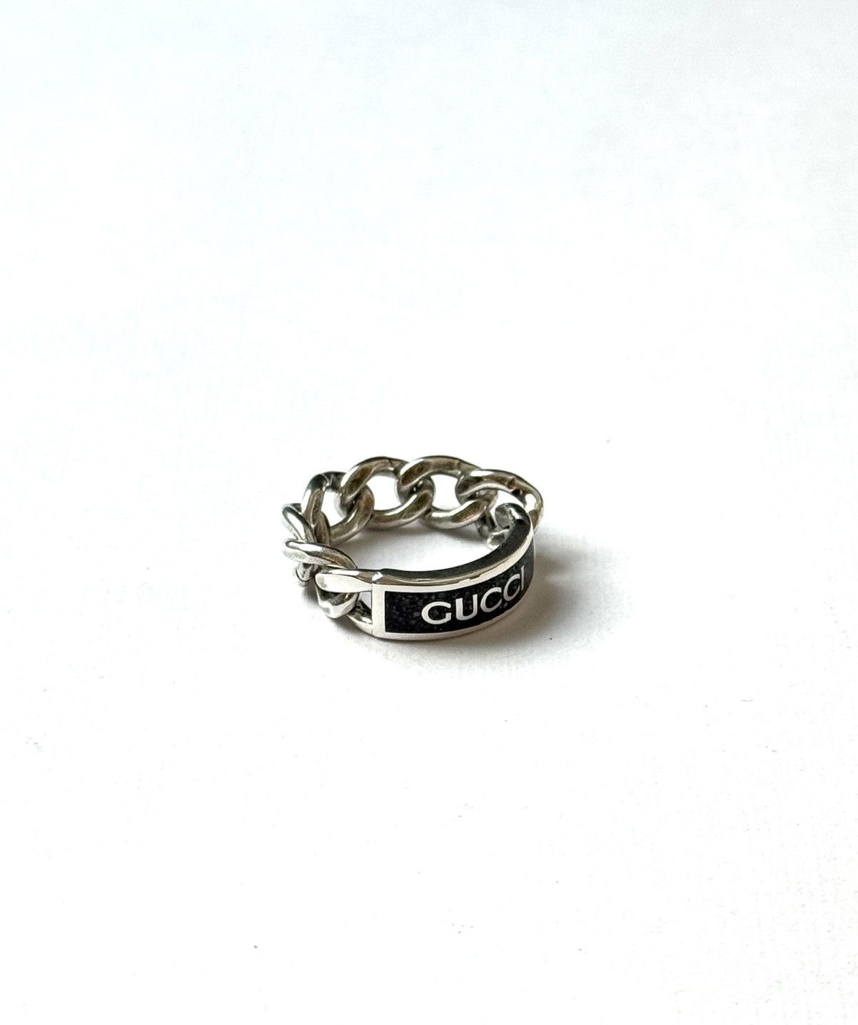 Gucci Gucci .925 Silver Black Chain Ring Size ONE SIZE - 3 Thumbnail