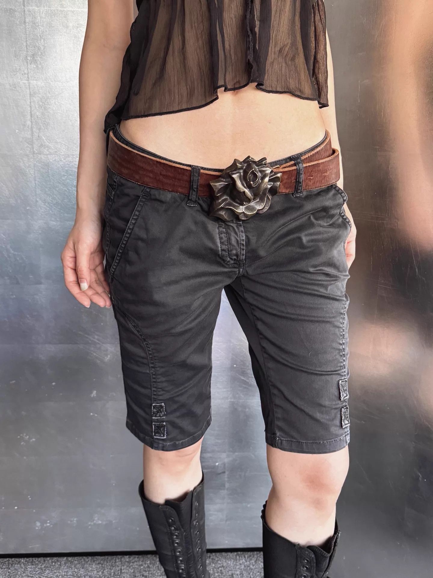 Guess GUESS Vintage Bronze Rose Wide Leather Belt Size ONE SIZE - 2 Thumbnail