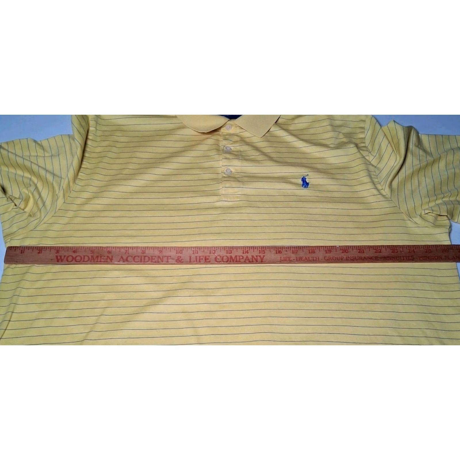 Vintage Polo Golf Shirt Men XXL Yellow Blue Striped Pony Logo Golfing README Size US XXL / EU 58 / 5 - 6 Thumbnail