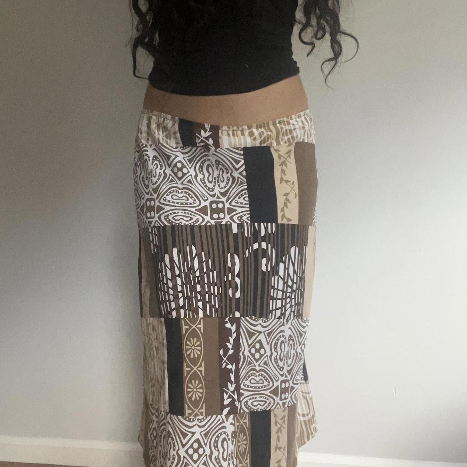 Other Brown and cream patchwork midi skirt Size 32" / US 10 / IT 46 - 3 Thumbnail
