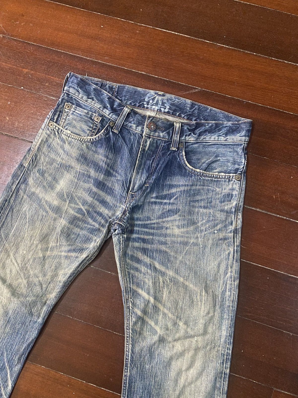 Edwin VERY RARE! EDWIN 503 FLARE mud wash stone wash distressed Size US 36 / EU 52 - 5 Thumbnail