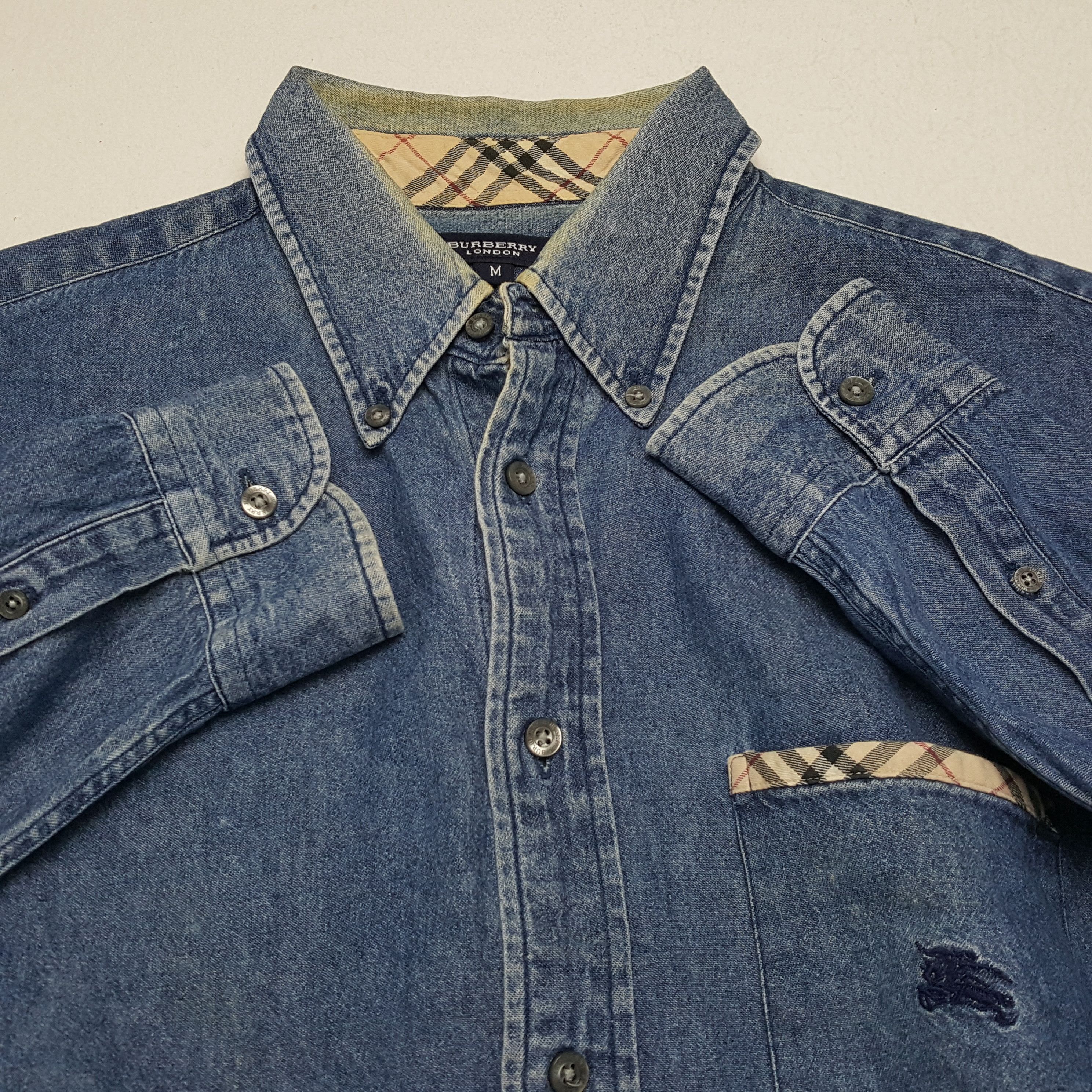 Burberry × Vintage Vintage BURBERRY LONDON Fashion Style Denim Shirts Size US M / EU 48-50 / 2 - 8 Thumbnail
