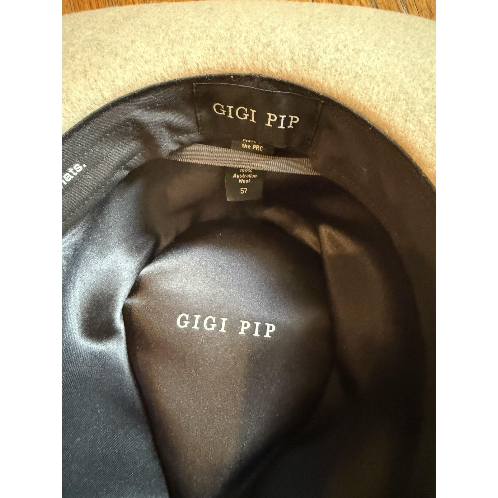 Other Gigi Pip Hat Fedora Fitted 57 Beige Wool Wide Brim Rancher Size ONE SIZE - 6 Thumbnail