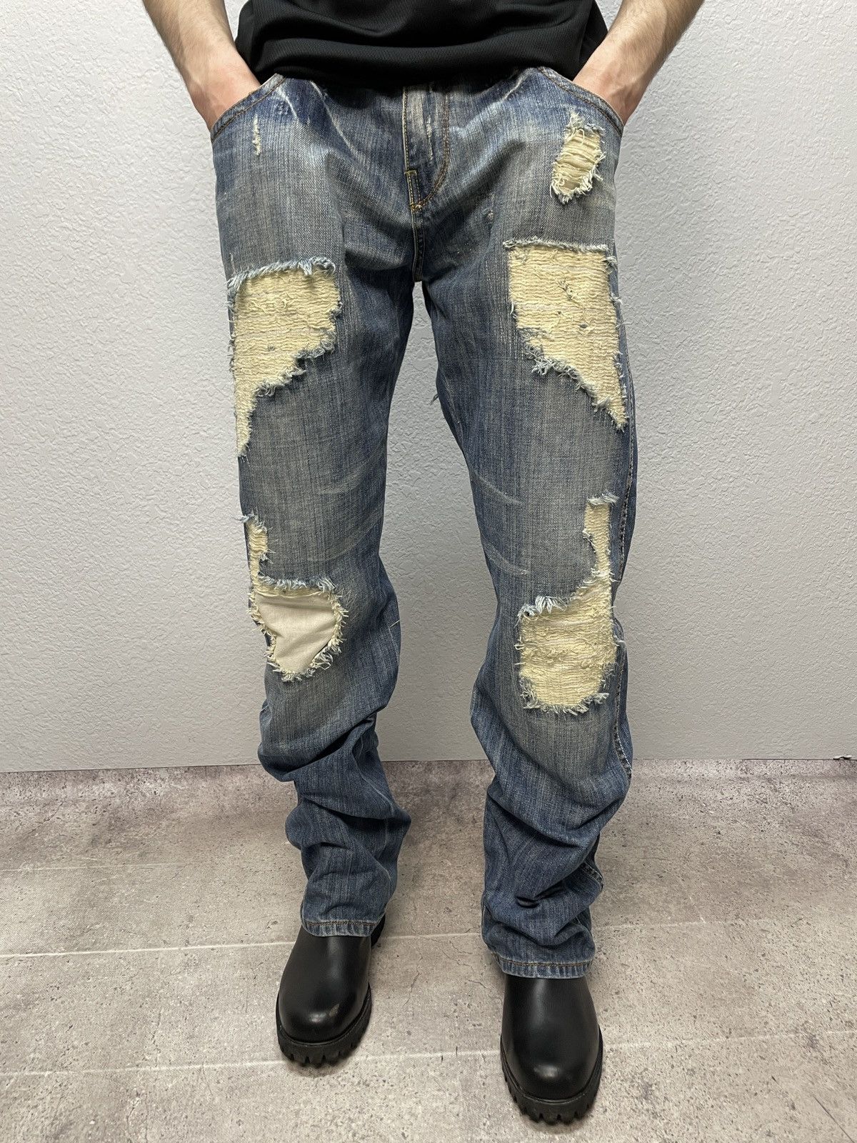 Vintage Y2K Junya Watanabe Style Distressed Jeans Pants