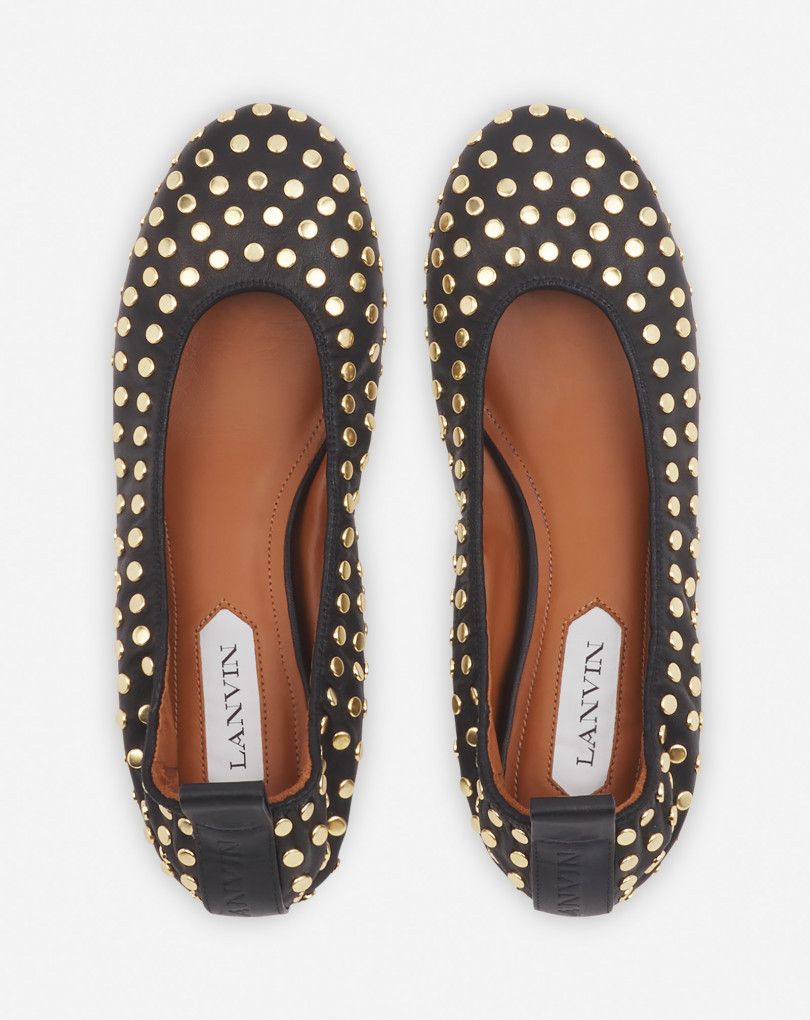 Lanvin o1s22i1n1024 Studded Ballet Flats in Black Size US 8 / IT 38 - 3 Thumbnail