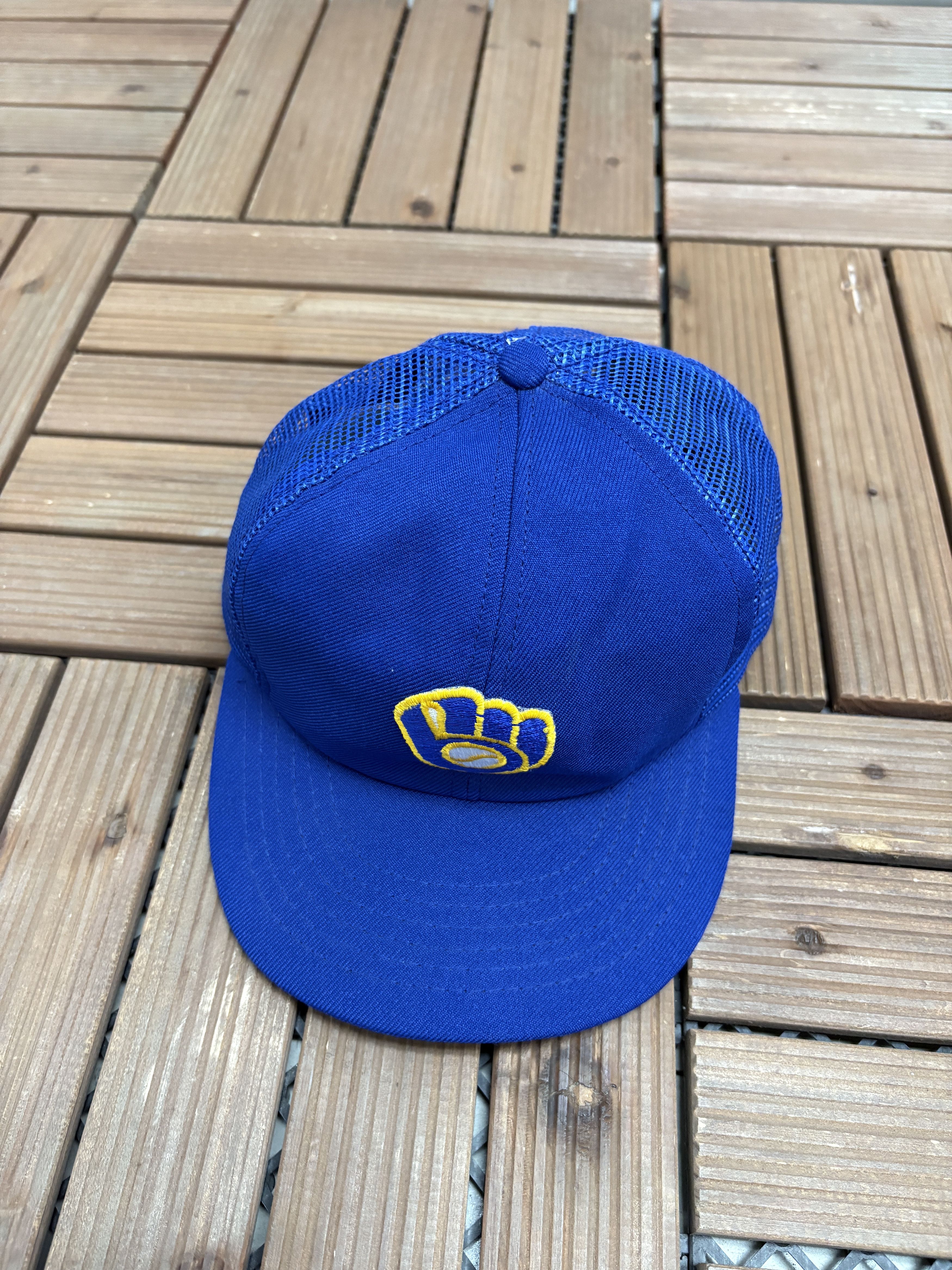 Vintage Milwaukee Brewers Trucker Vintage Snap Back Blue Hat Size ONE SIZE - 1 Thumbnail