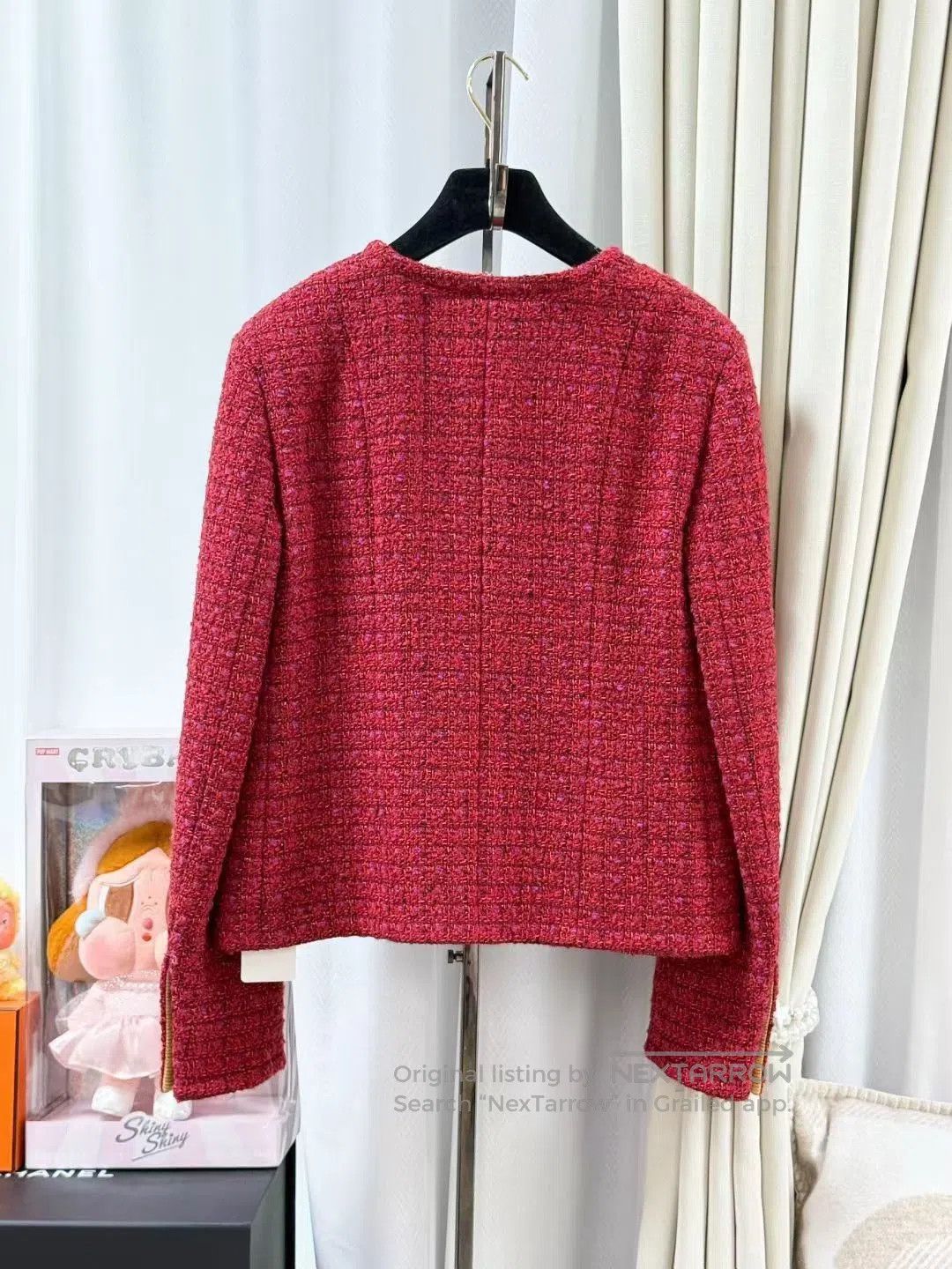 Chanel Chanel Red Plaid Tweed Gold C Button Coat. Size S / US 4 / IT 40 - 3 Thumbnail
