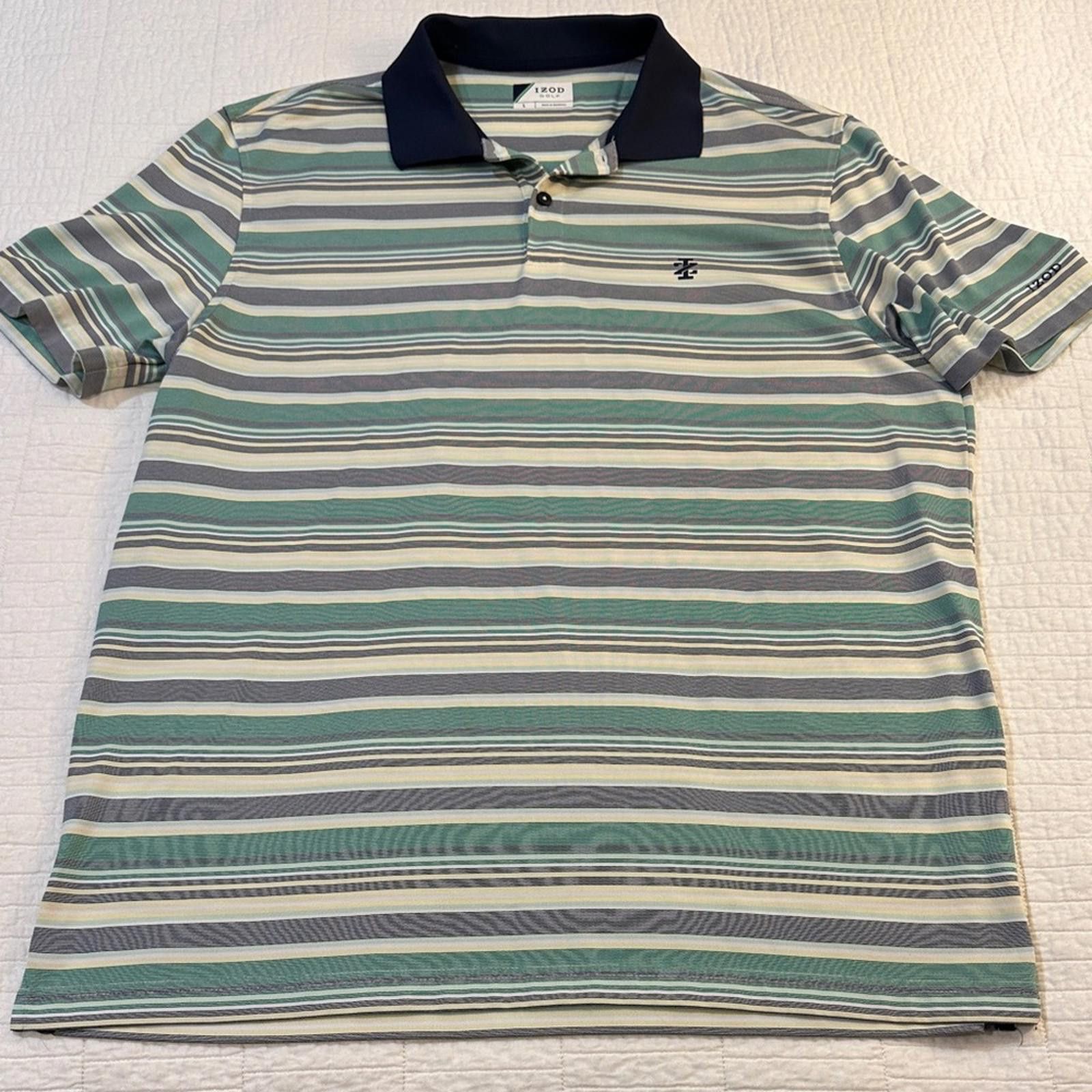 Izod Izod Golf Large Men’s Shirt EUC Fairway Green Stripe Size US L / EU 52-54 / 3 - 2 Thumbnail