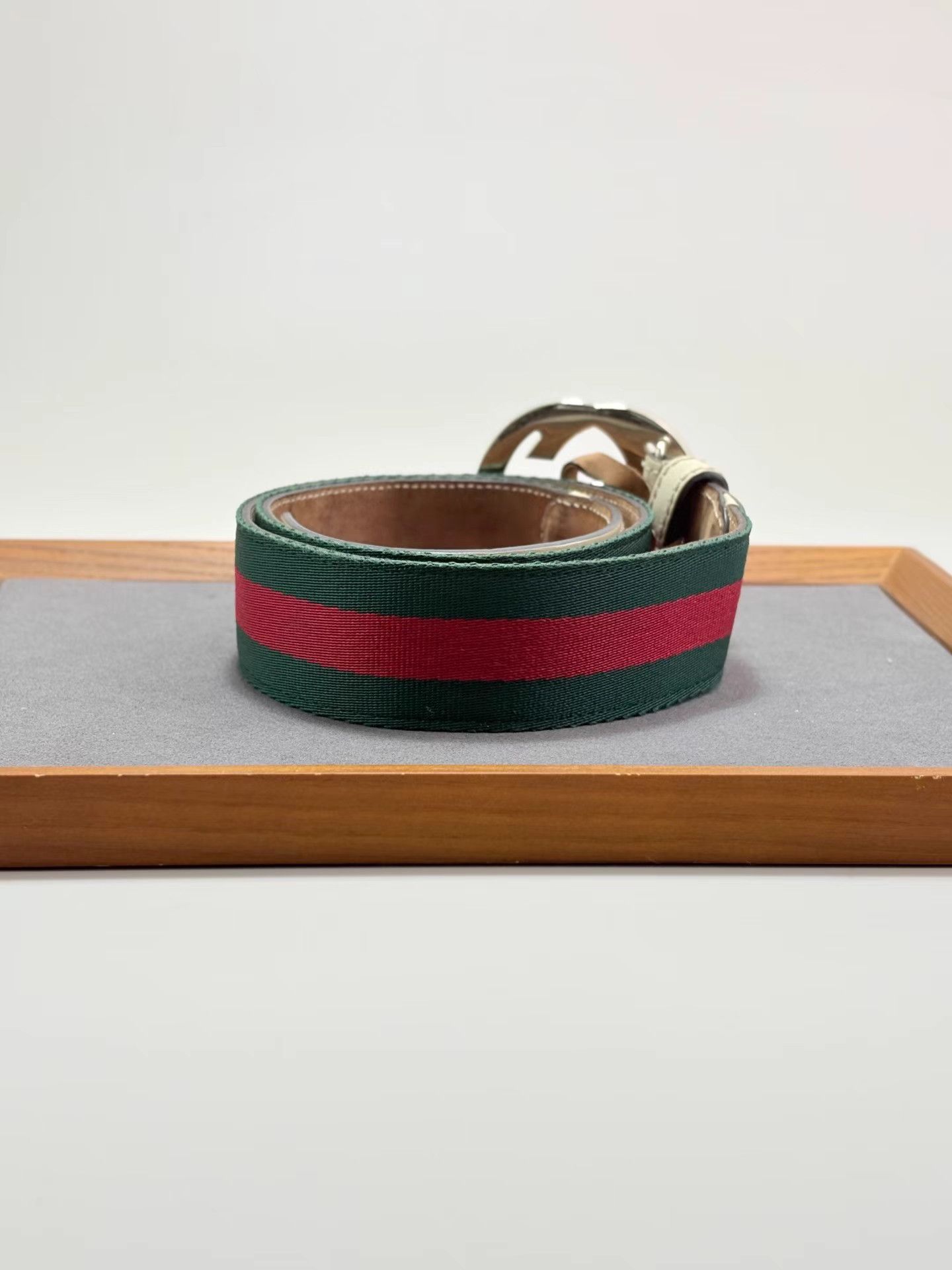 Gucci GUCCI Web Green & Red Belt with G Buckle K1 Size ONE SIZE - 3 Thumbnail