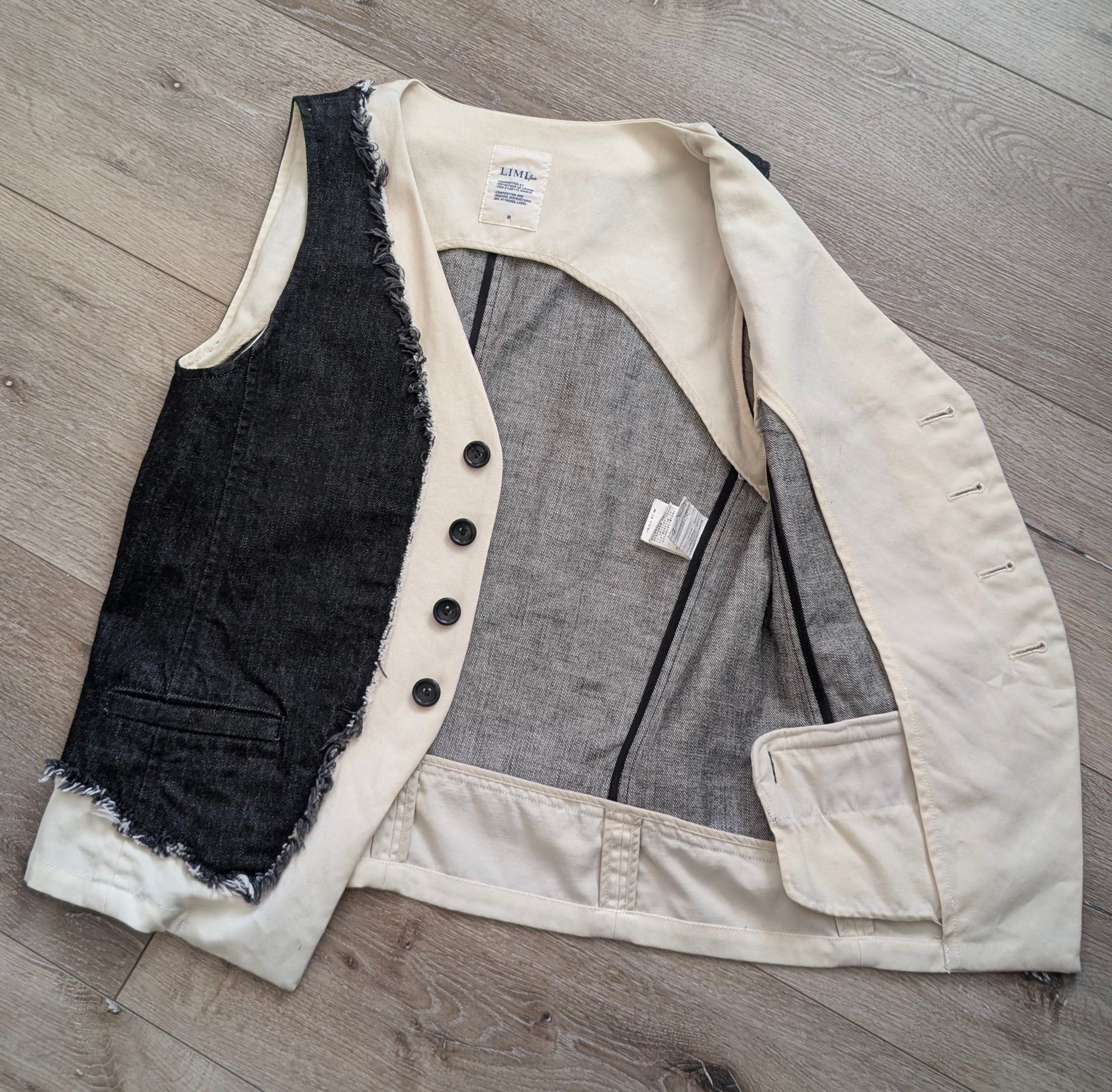 Limi Feu LIMI FEU black and bleached denim/wool vest Size M / US 6-8 / IT 42-44 - 3 Thumbnail