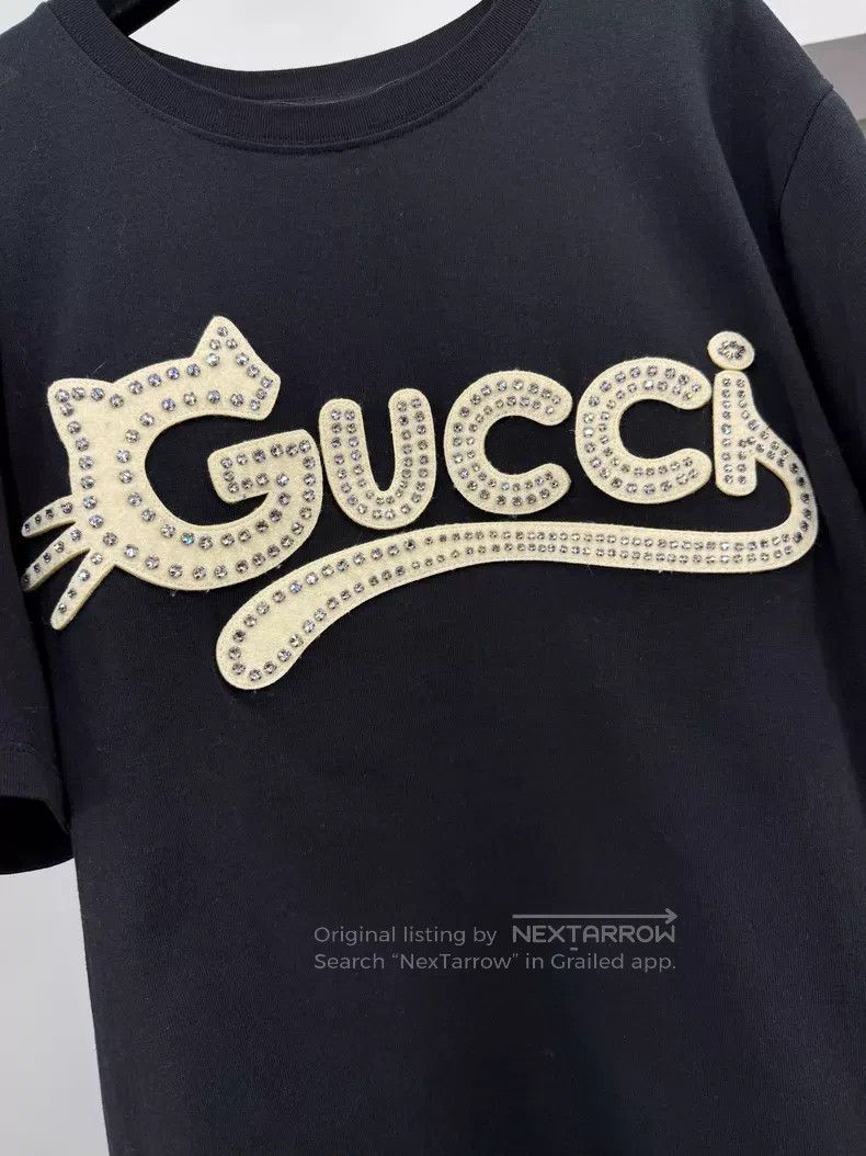 Gucci Gucci Black letter rhinestone short-sleeved T-shirt Size XS / US 0-2 / IT 36-38 - 2 Thumbnail