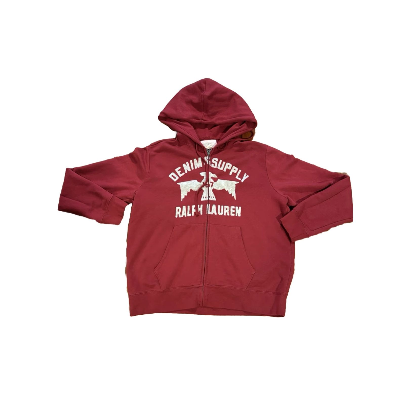 Vintage VINTAGE Denim & Supply Ralph Lauren Big Logo Full Zip Hoodie Men's XL Red Size US XL / EU 56 / 4 - 2 Thumbnail