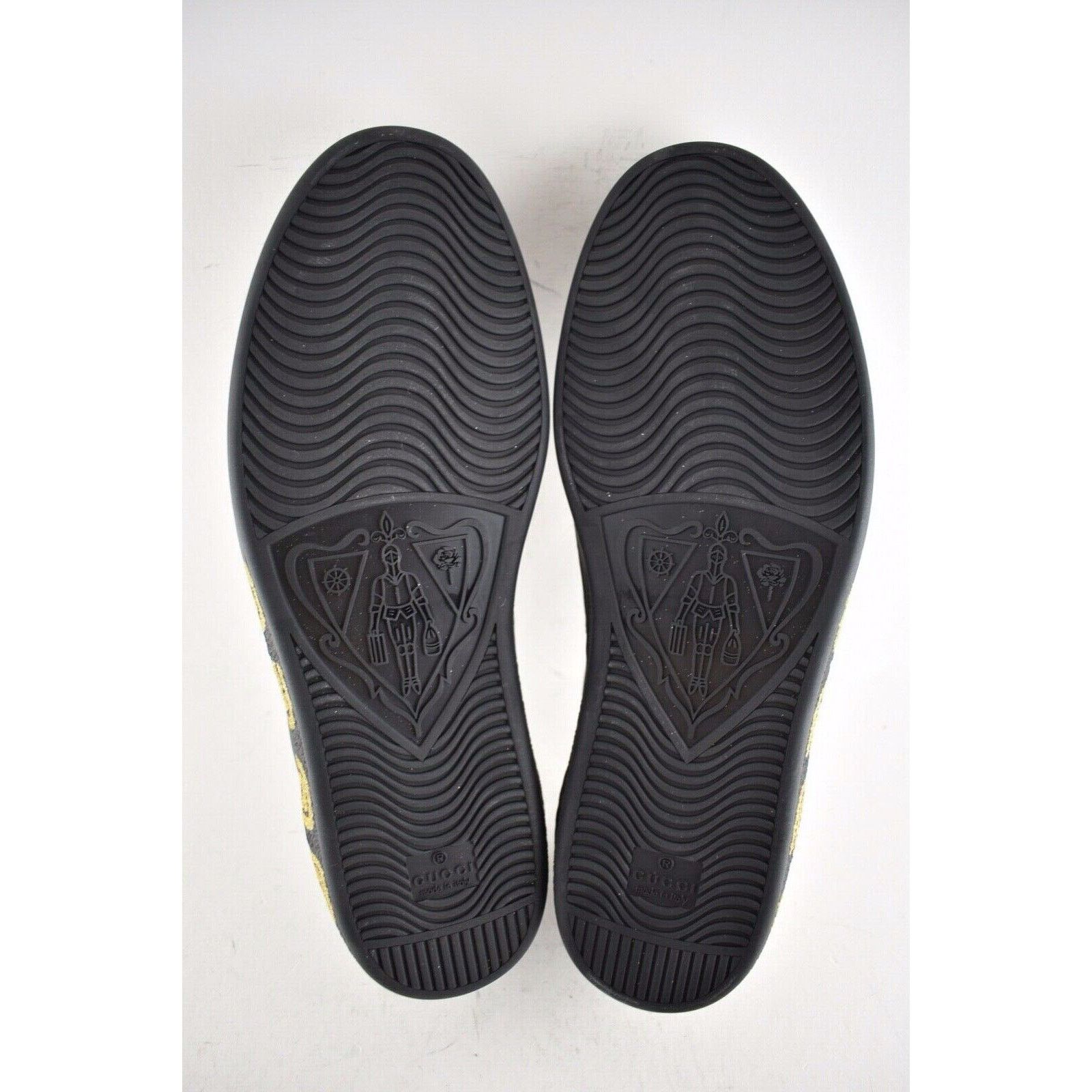 Gucci Gucci Mens Black New Ace Guccy Leather Gold Flat Low Top Size US 9 / EU 42 - 12 Thumbnail