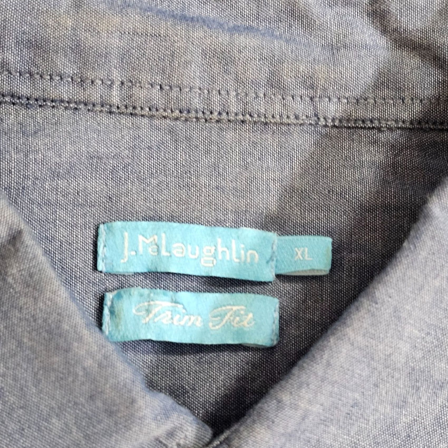 J.McLaughlin J McLaughlin Shirt Mens XL Blue Gray Button Long Sleeve Slim Fit Casual Career Size US XL / EU 56 / 4 - 3 Thumbnail