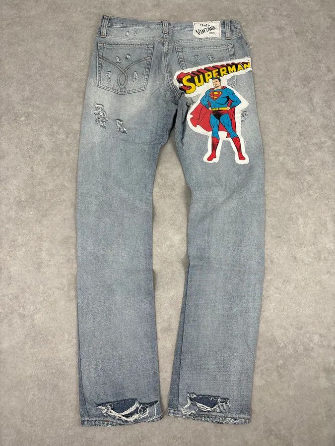Dolce & Gabbana SS2005 Dolce & Gabbana Light Blue Denim Distressed Superman Jeans Size US 32 / EU 48 - 1 Thumbnail