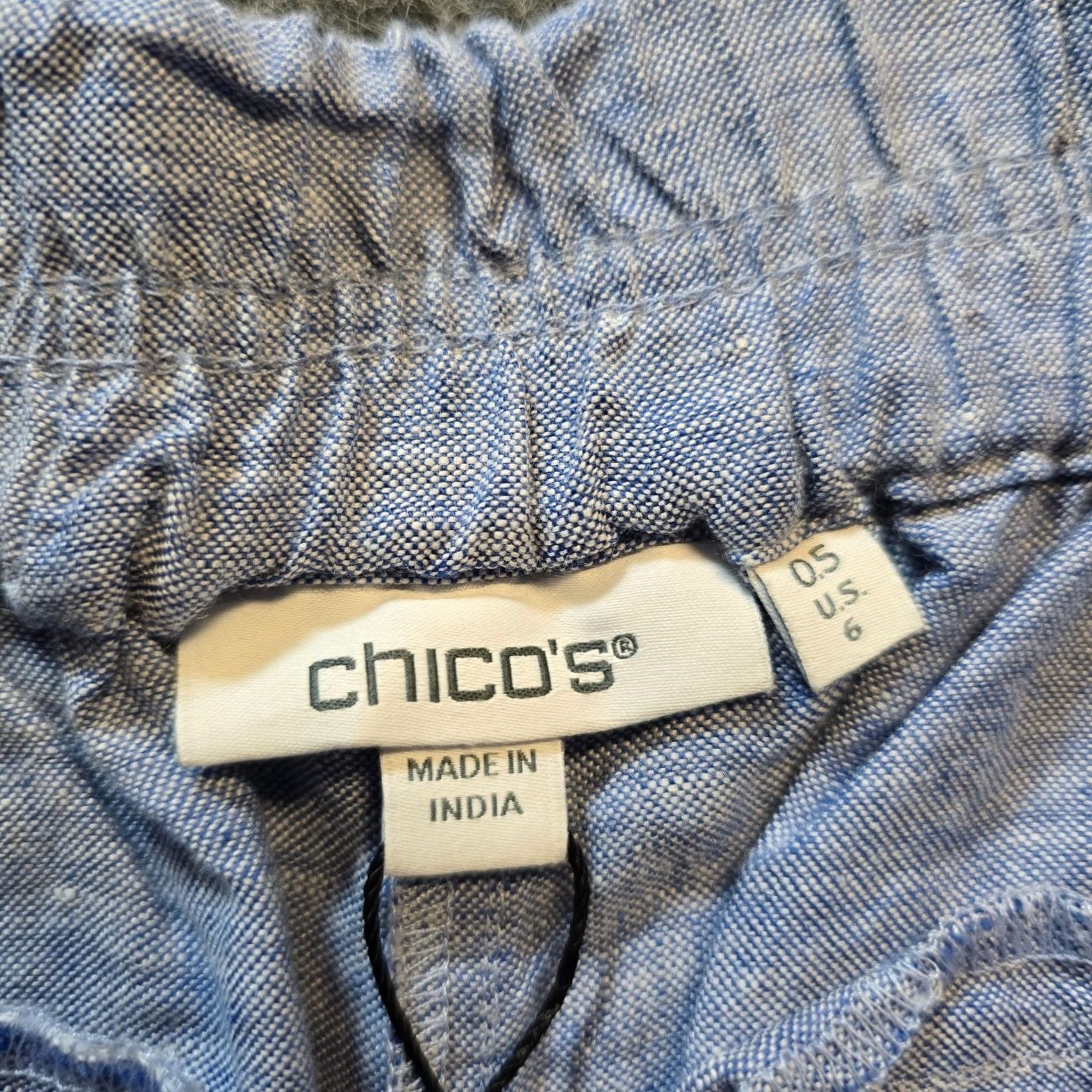 Vintage Chico's Pants Womens Size 6 Blue Linen Straight Leg Cropped Embroidered Casual Shirt? Size 28" / US 6 / IT 42 - 4 Thumbnail