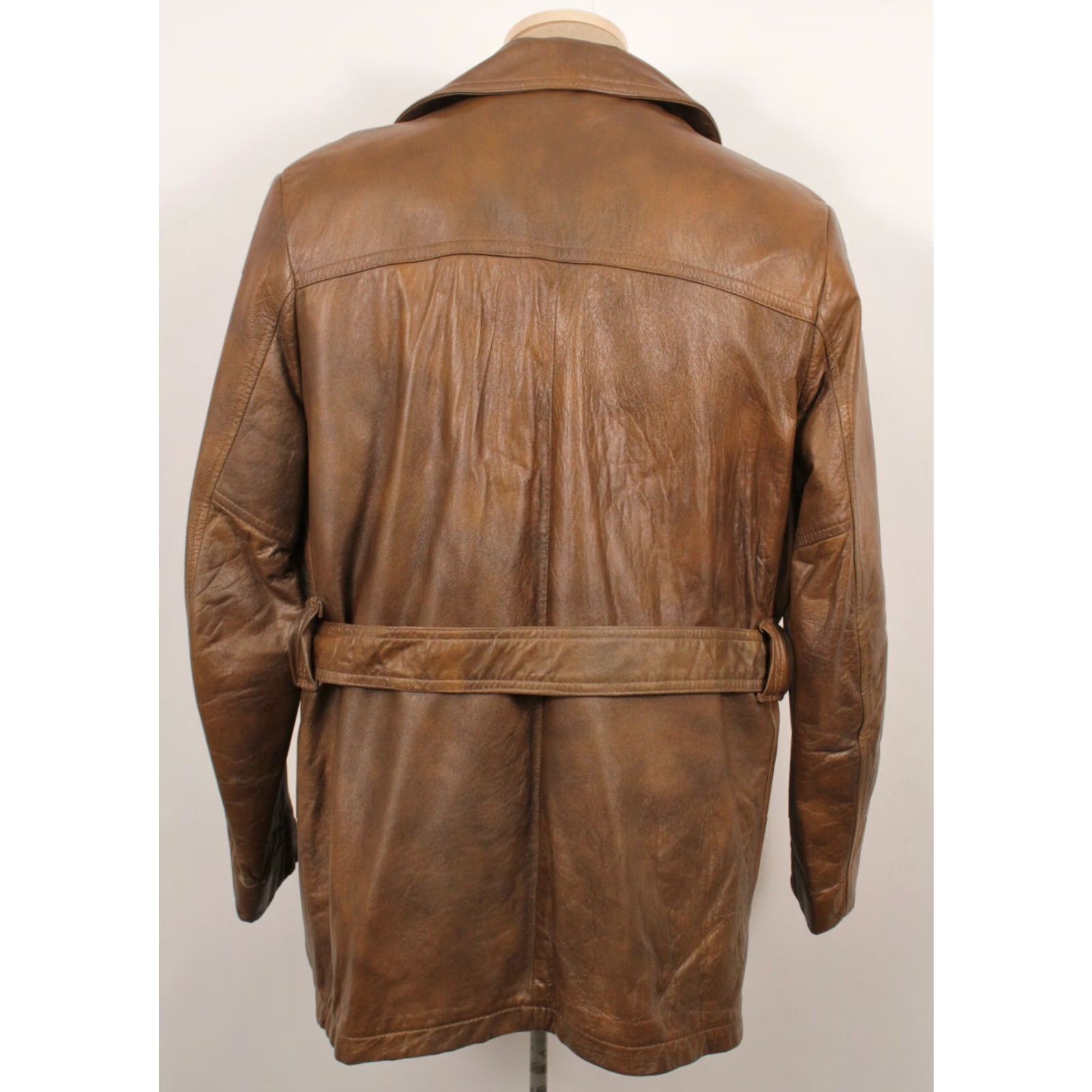 Vintage VINTAGE Grais 70s Leather Jacket Shirt Mens Brown Disco Coat Size 40 1970s Size US XXS / EU 40 - 2 Thumbnail