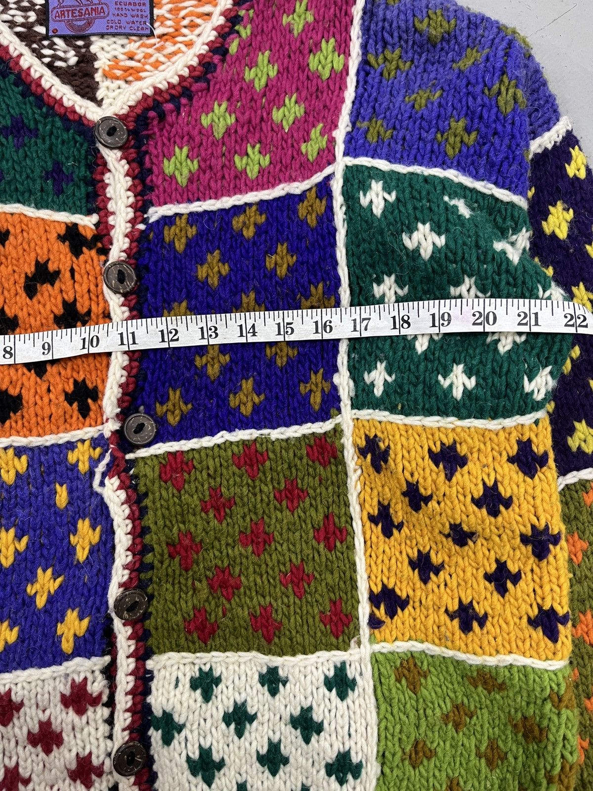 Vintage Vintage Hand Loomed 90's Patch Work Colourful Cardigan Size US M / EU 48-50 / 2 - 2 Thumbnail