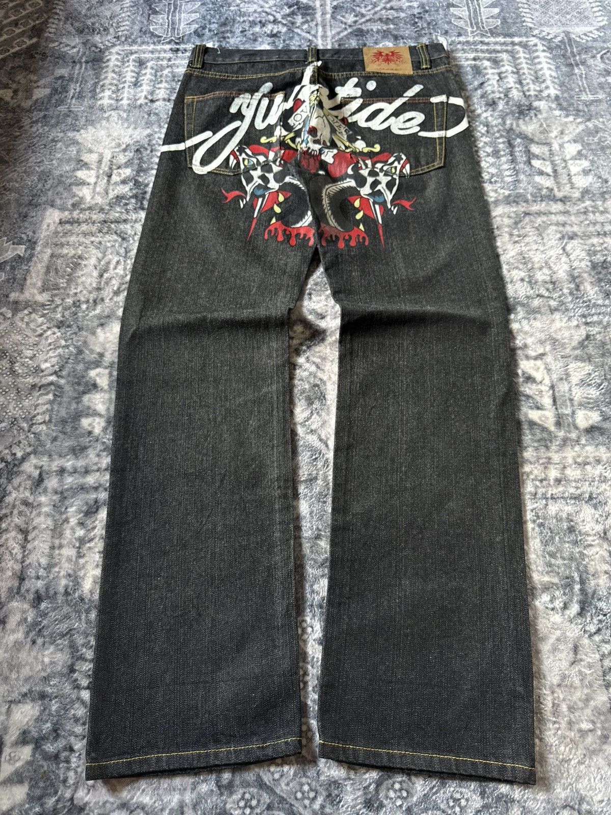 Japanese Brand Yuletide & Jubilation Skull Snake Tattoo Y2K Jeans Size US 32 / EU 48 - 1 Thumbnail