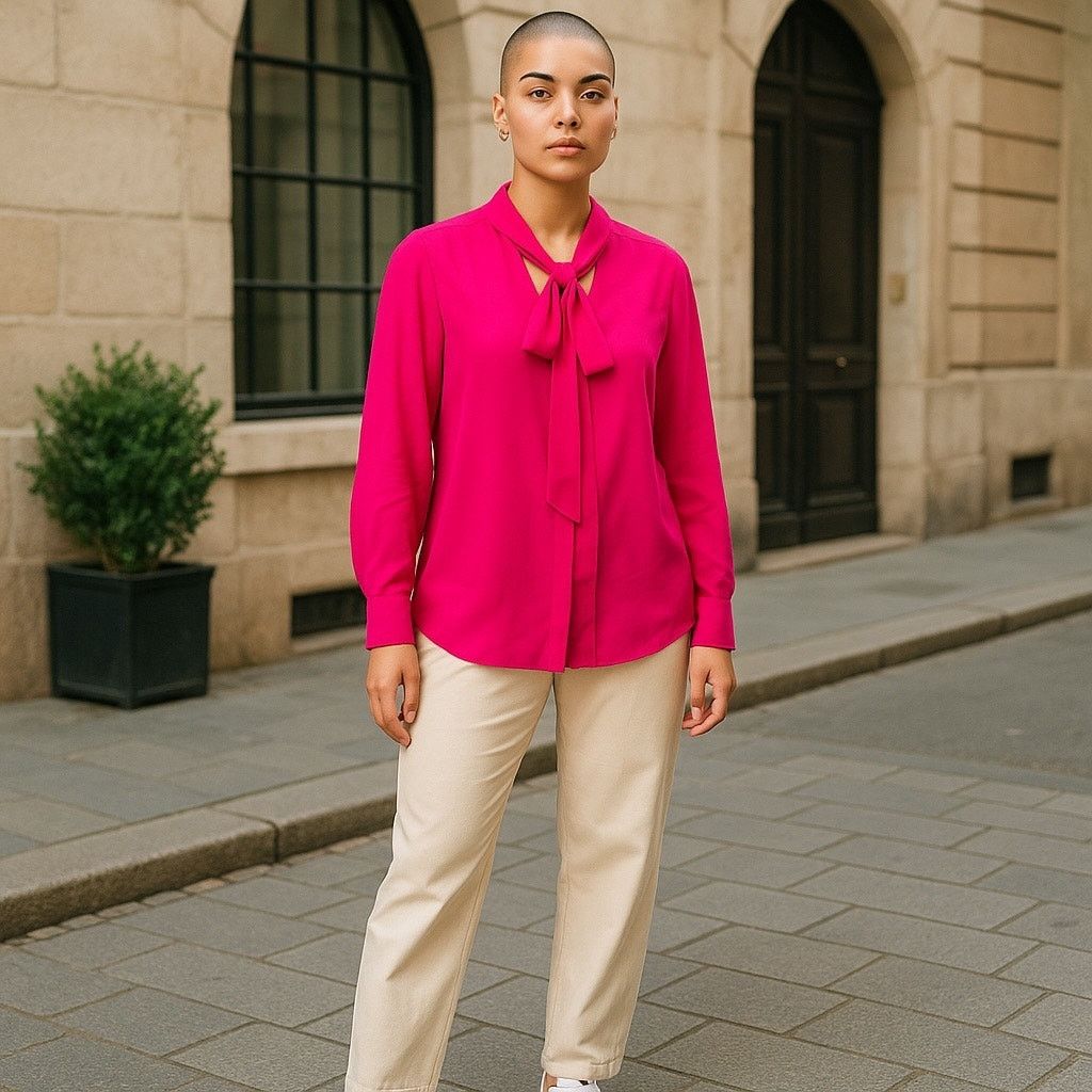 Sandro Sandro Pink Neck Tie Blouse size 2/M Size M / US 6-8 / IT 42-44 - 3 Thumbnail