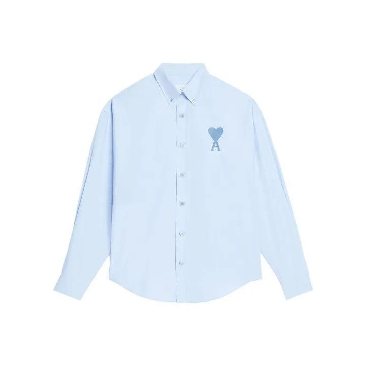 AMI AMIPARIS Blue Heart Logo Button-Up Shirt -2507 Size US M / EU 48-50 / 2 - 1 Thumbnail