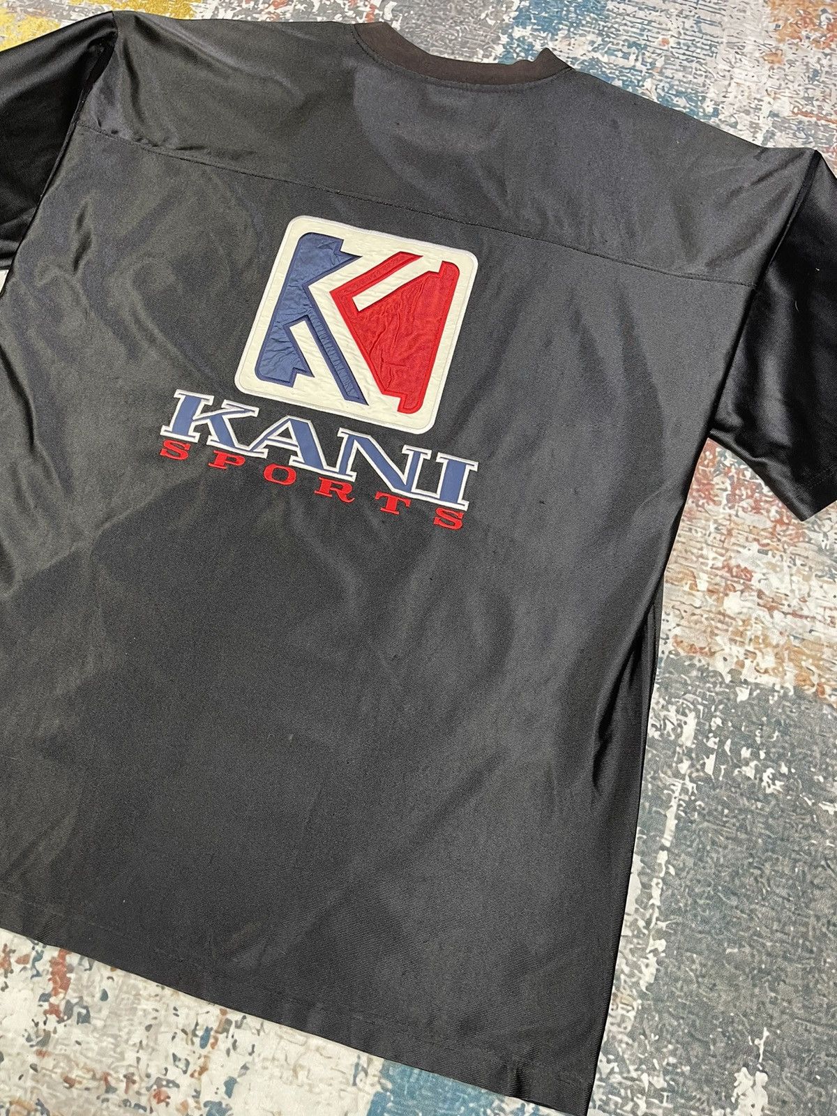Karl Kani Vintage KANI SPORTS Big Logo Mesh Stripe Tee. Size US L / EU 52-54 / 3 - 2 Thumbnail