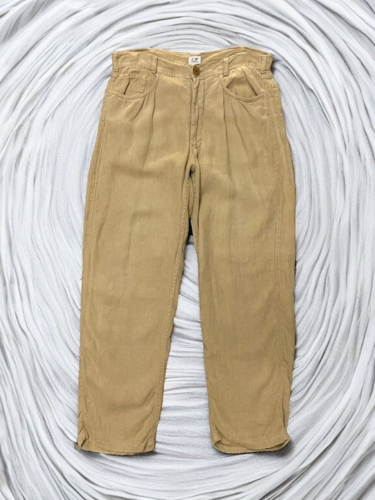 Image of C P Company x Vintage Cp Company Baggy Trousers Pure Linen Pants in Tan, Men's (Size 33)