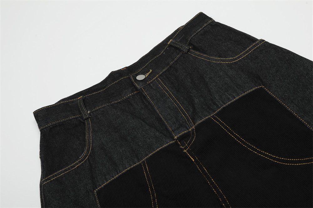 Japanese Brand × Jean Men's street casual loose corduroy patchwork scimitar jeans Size US 32 / EU 48 - 4 Thumbnail