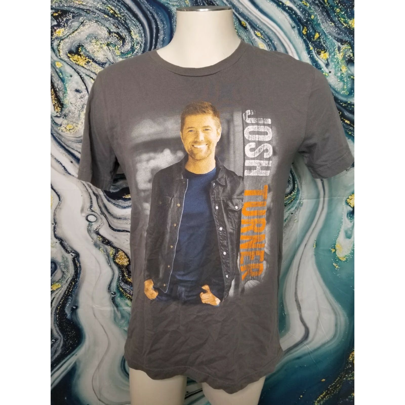 Vintage MENS M 2019 Josh Turner Tour T-Shirt Gray Double Sided Country Band Tee Cotton Crew Neck Short Sleeve Regular Size M Size US M / EU 48-50 / 2 - 2 Thumbnail