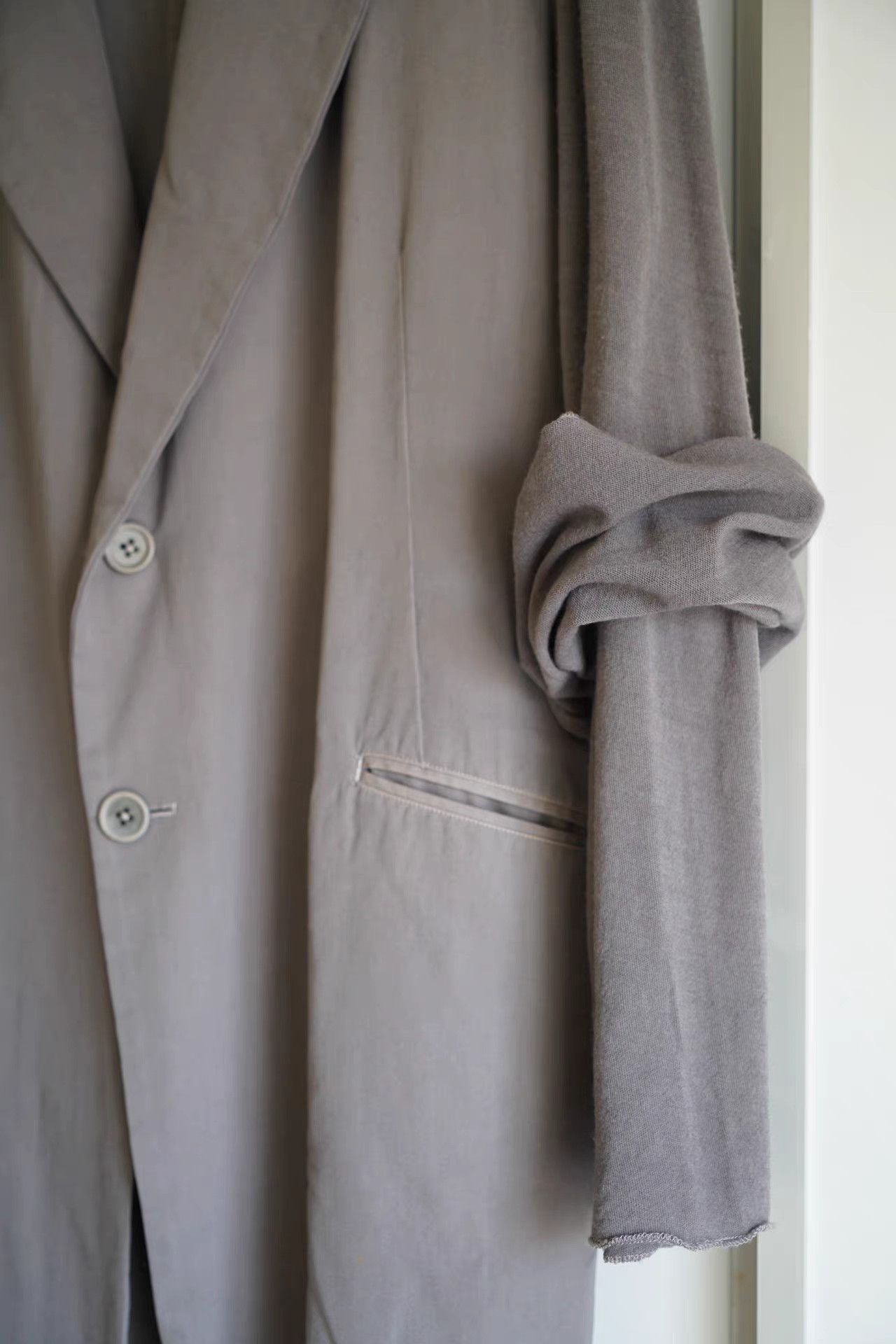 Yohji Yamamoto Yohji Yamamoto 02ss Haze Blue Double Sleeve Coat K4 Size US L / EU 52-54 / 3 - 3 Thumbnail