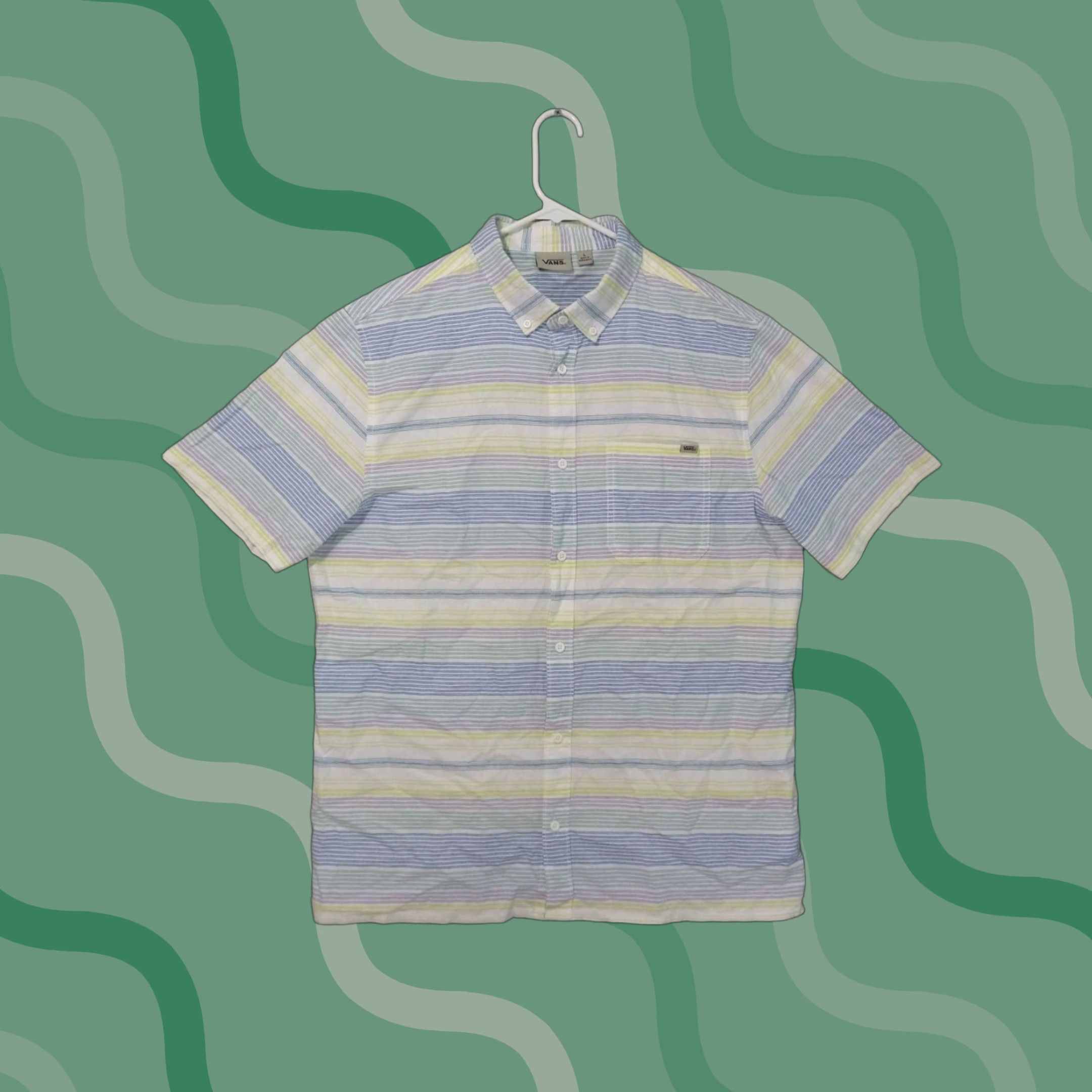 Vans VANS Shirt Mens Large Striped Button-Down Short Sleeve Cotton Multi 44 in Chest Vintage No 90s Mens Size US L / EU 52-54 / 3 - 1 Thumbnail