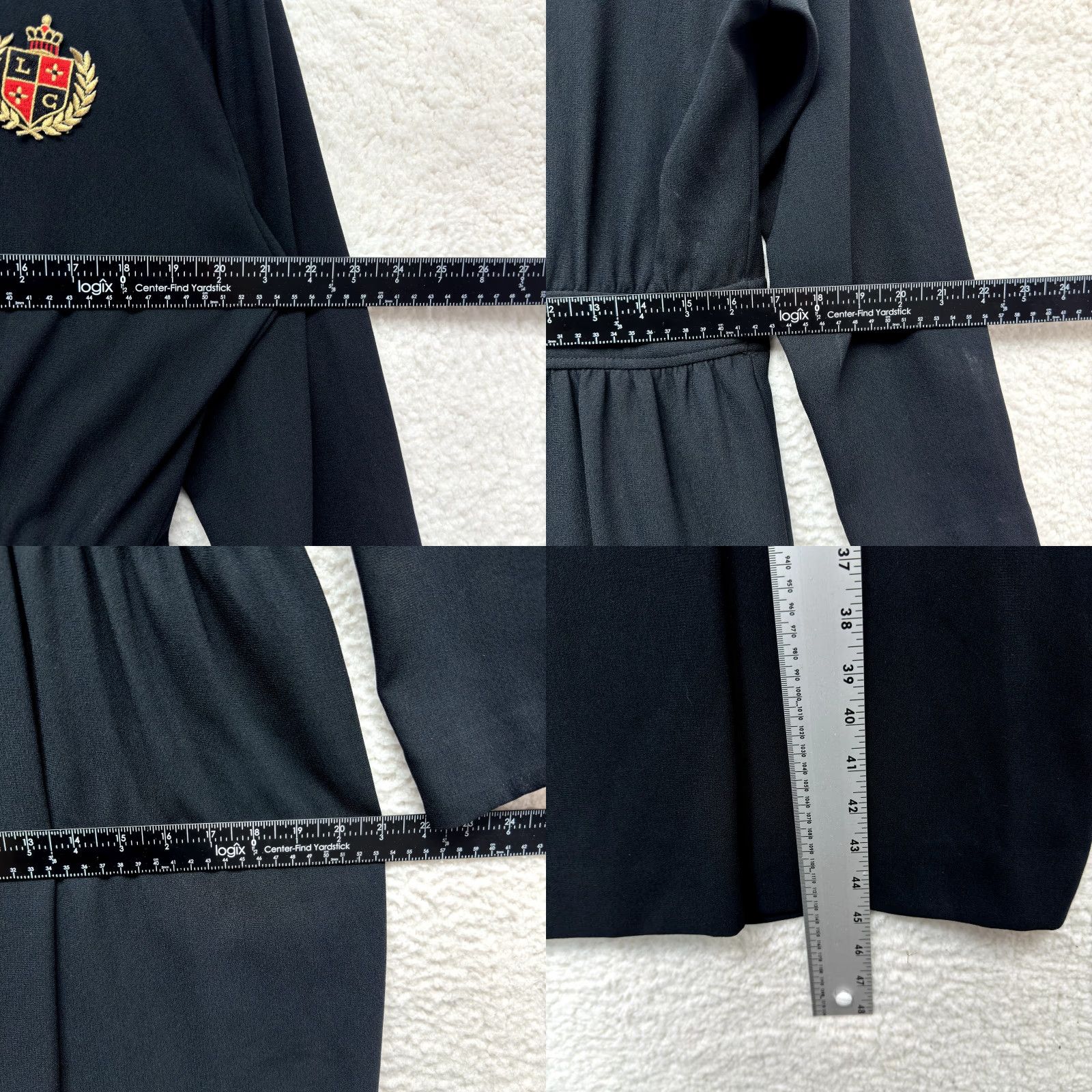 Liz Claiborne VINTAGE Liz Claiborne Sheath Blazer Dress 12 Black Military Crest Gold Buttons Womens Size XL / US 12-14 / IT 48-50 - 9 Thumbnail
