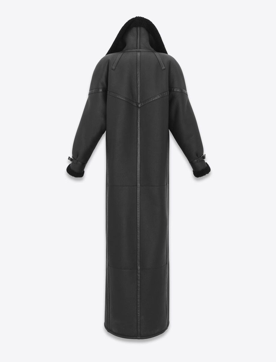 Saint Laurent Paris o1bcso1str1025 Long Duffle Coat In Lambskin in Black Size US M / EU 48-50 / 2 - 4 Thumbnail