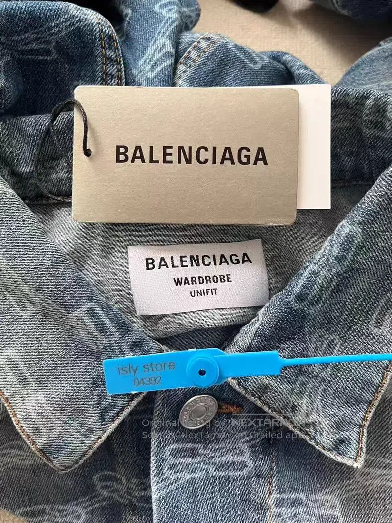 Balenciaga Balenciaga Full Print Logo Single Breasted Denim Jacket Size US XS / EU 42 / 0 - 5 Thumbnail