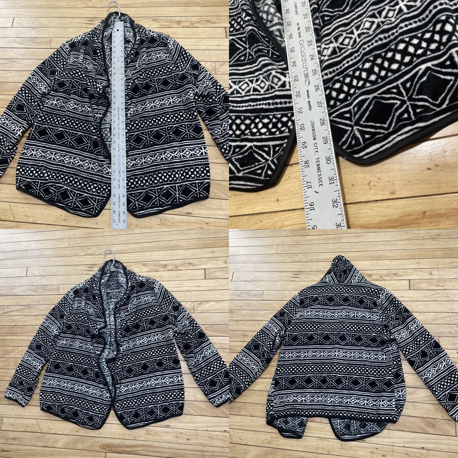 Vintage VINTAGE Ashley Open Fleece Wrap Women 3X Geometric Black White Southwestern Cardigan Size XXL / US 16-18 / IT 52-54 - 8 Thumbnail