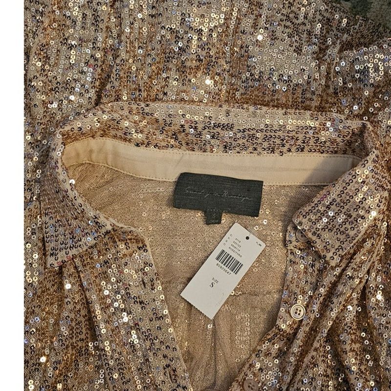 Anthropologie New Anthropologie Sunday in Brooklyn Sequin Buttondown SMALL Size S / US 4 / IT 40 - 6 Thumbnail