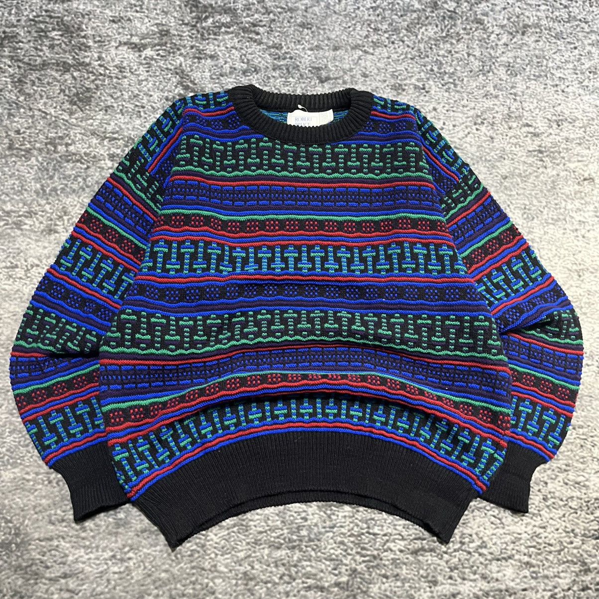 Robert Bruce Vintage 90s Robert Bruce 3D Pattern Grandpa Coogi Sweater Size US L / EU 52-54 / 3 - 3 Thumbnail