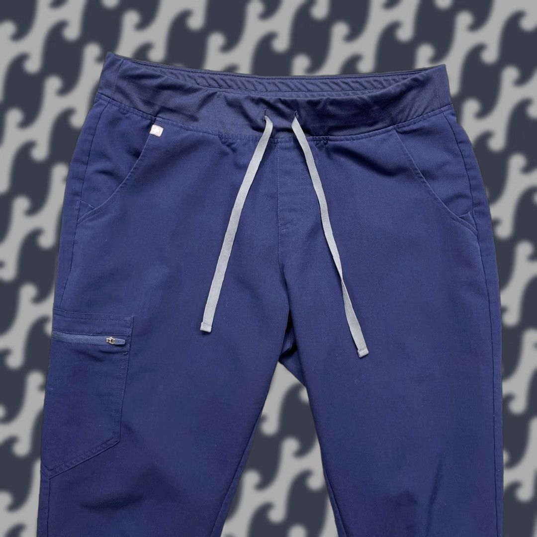 Vintage FIGS Zamora Jogger Scrub Pants Womens L Blue Technical Collection Medical Cargo Pant Size 36" / US 14 / IT 50 - 1 Thumbnail